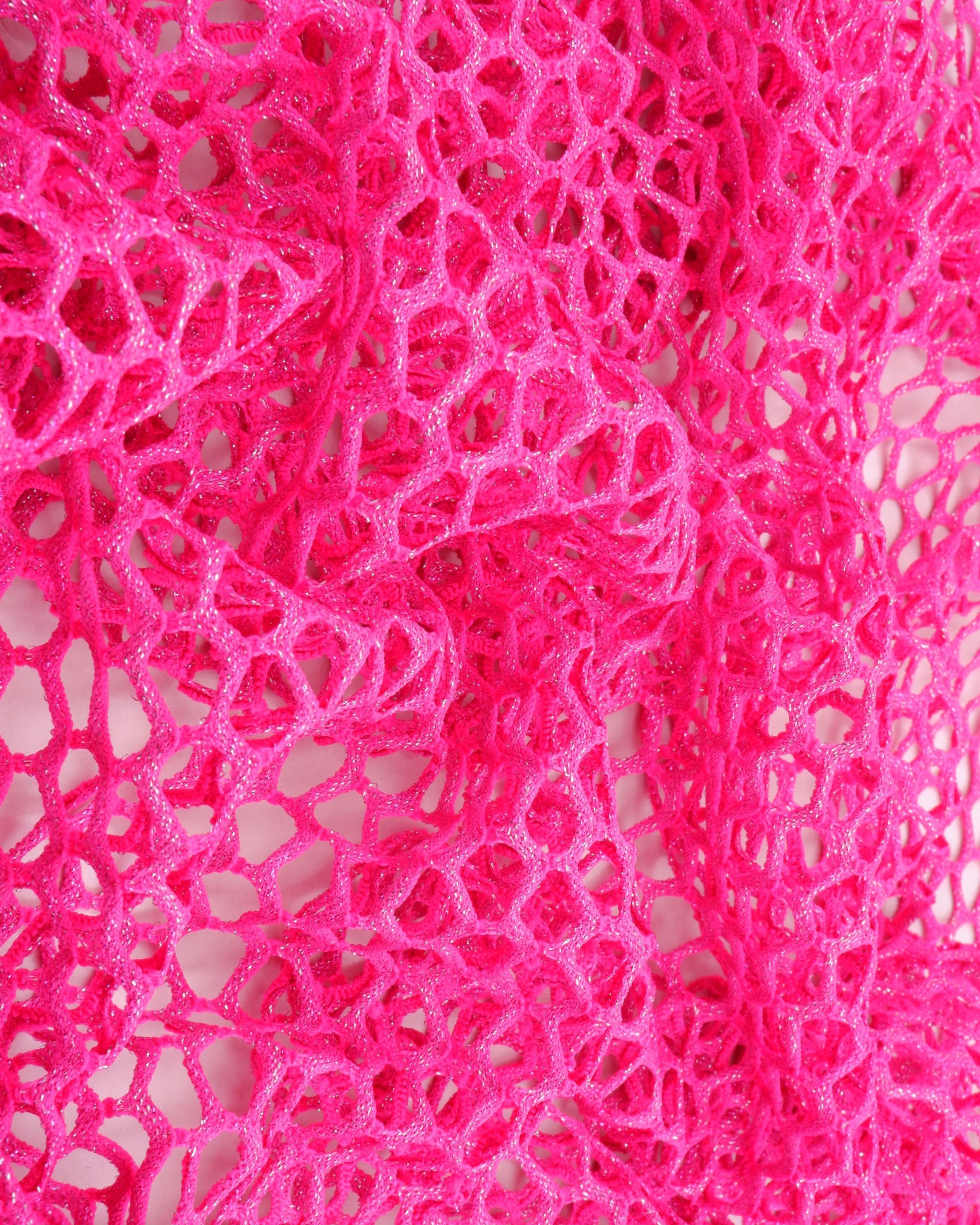 MESH-4467 FUCHSIA BLOUSE BODYSUIT CAMI FLOCKING FUSCHIA LOUNGEWEAR LUREX MESH NO-PRINT POLYESTER SOLID SPANDEX STRETCH TOPS TUNICS