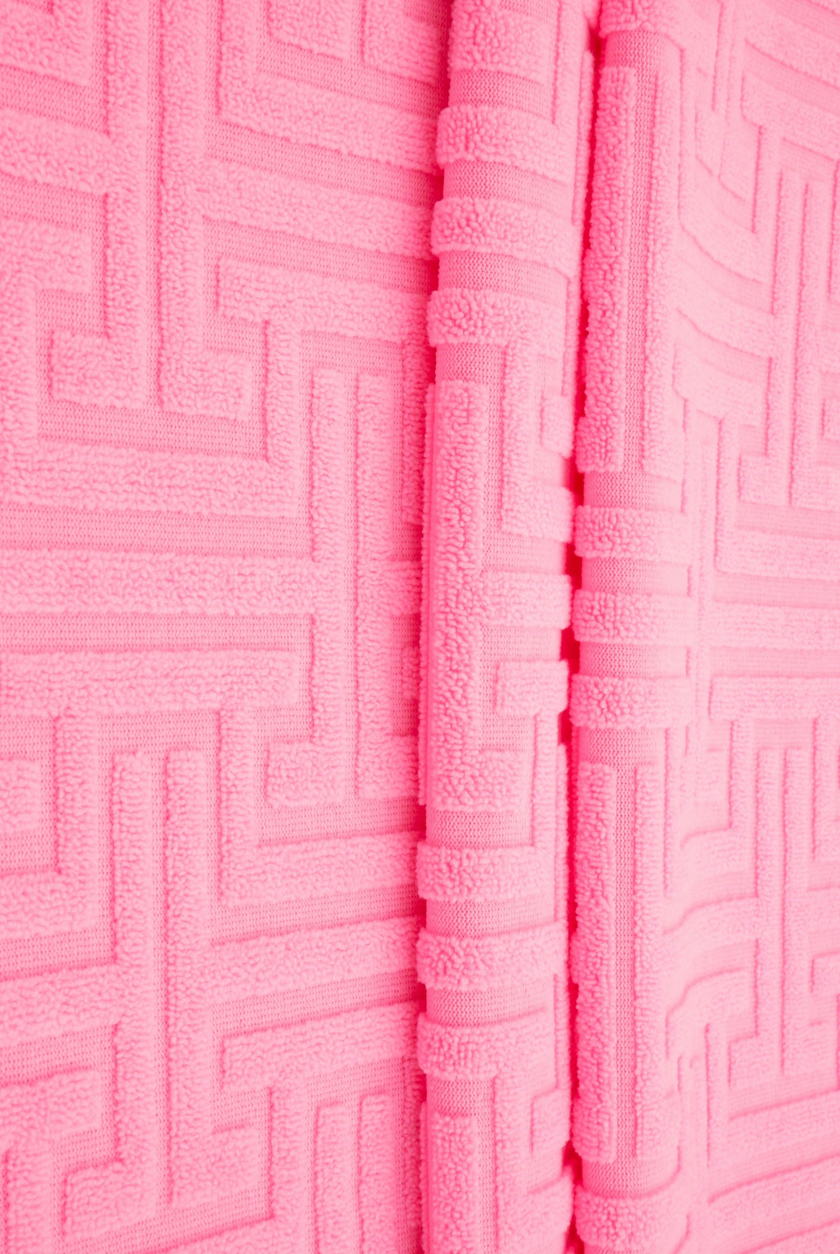 JACQ-4475 PINK LT. BOTTOMS DRESS GEOMETRIC JACQUARD KNIT LIVERPOOL OUTERWEAR PANTS POLYESTER SKIRTS SOLID SPANDEX STRETCH SWEATER TOPS