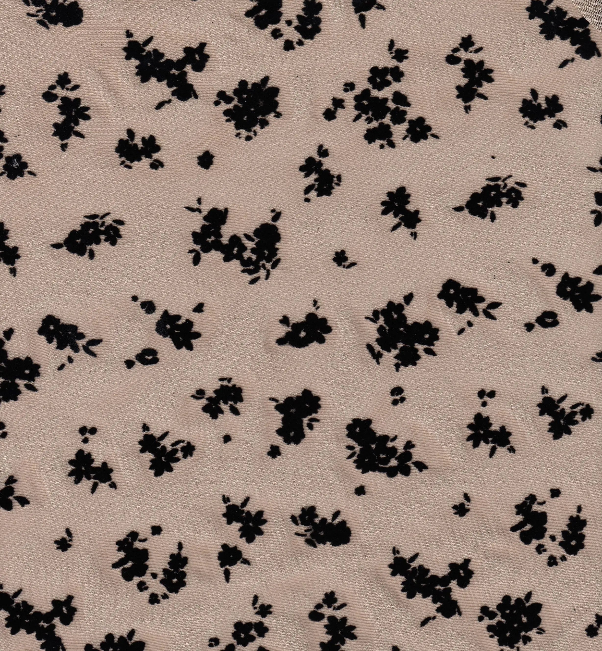 Black Floral Ditsy Flocking Mesh - FLOCK-MS11282