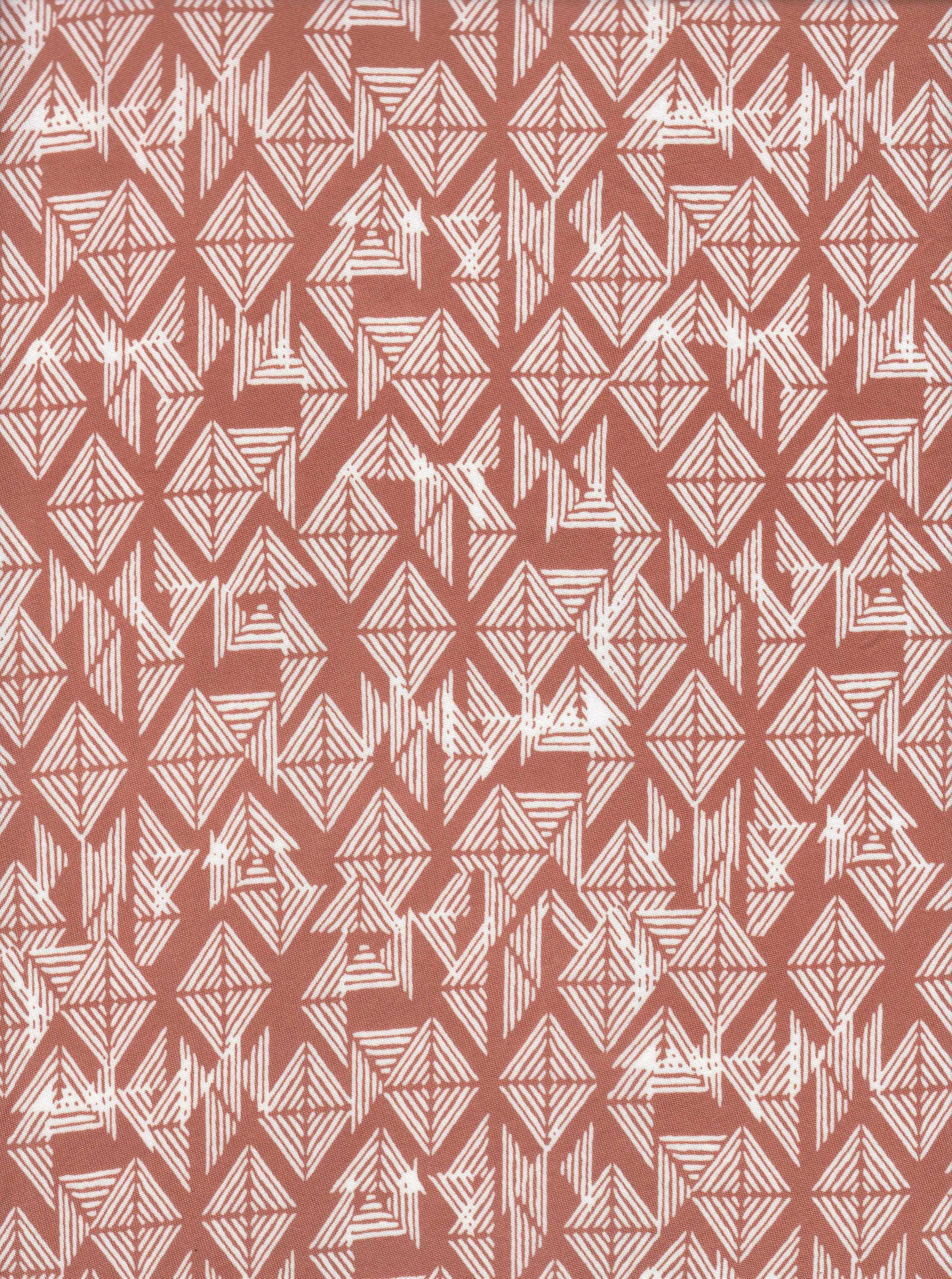 KNT2100-MS11259 RUST ABSTRACT BLOUSE BOTTOMS DRESS DTY BRUSHED GEOMETRIC KNIT PRINT SKIRTS STRETCH TOPS