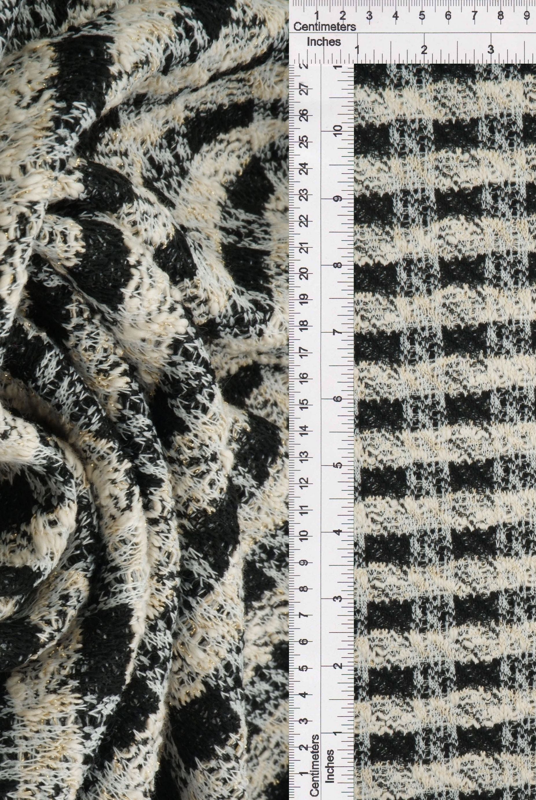 Checkered Boucle Knit Fabric - KNT4549