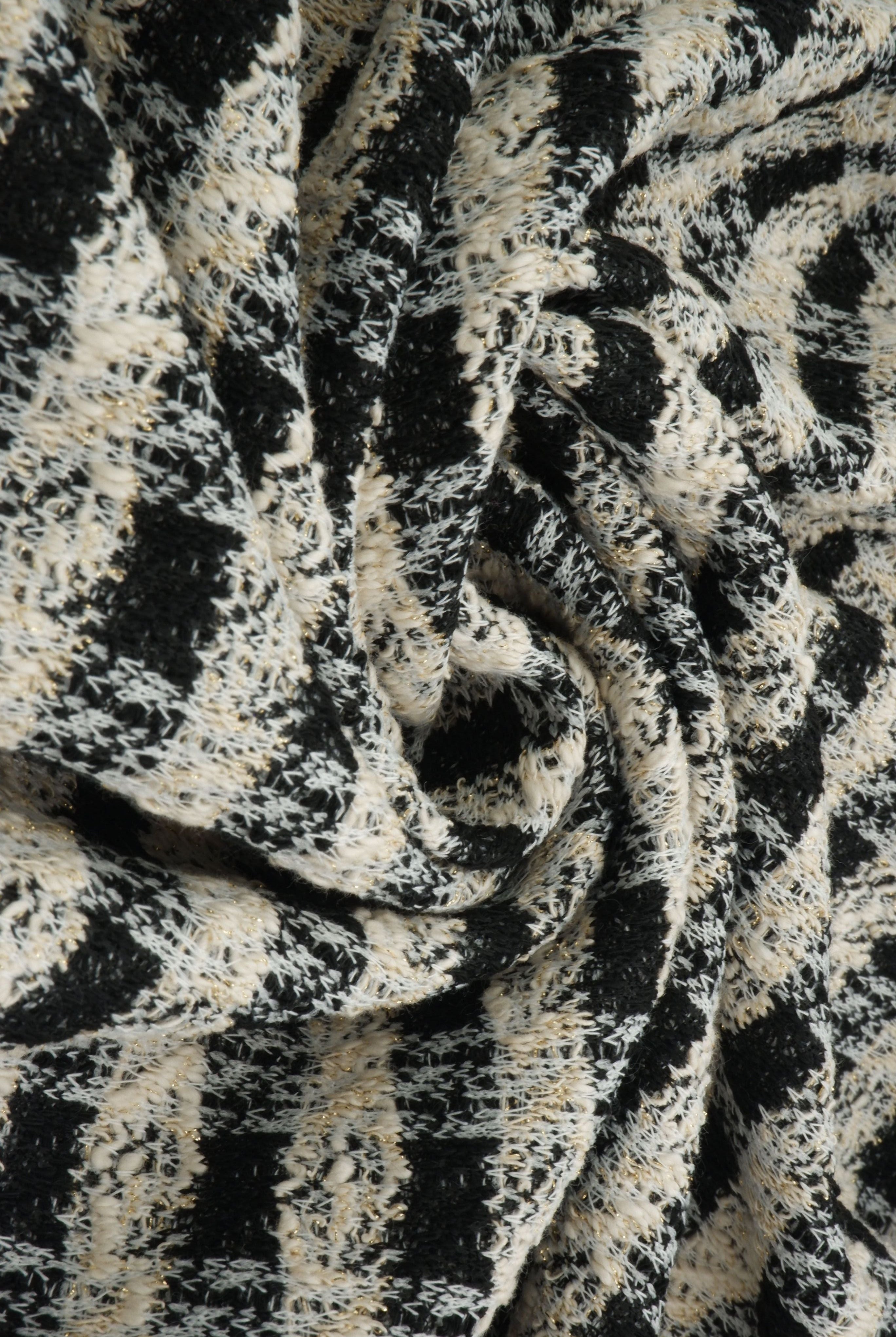 Checkered Boucle Knit Fabric - KNT4549