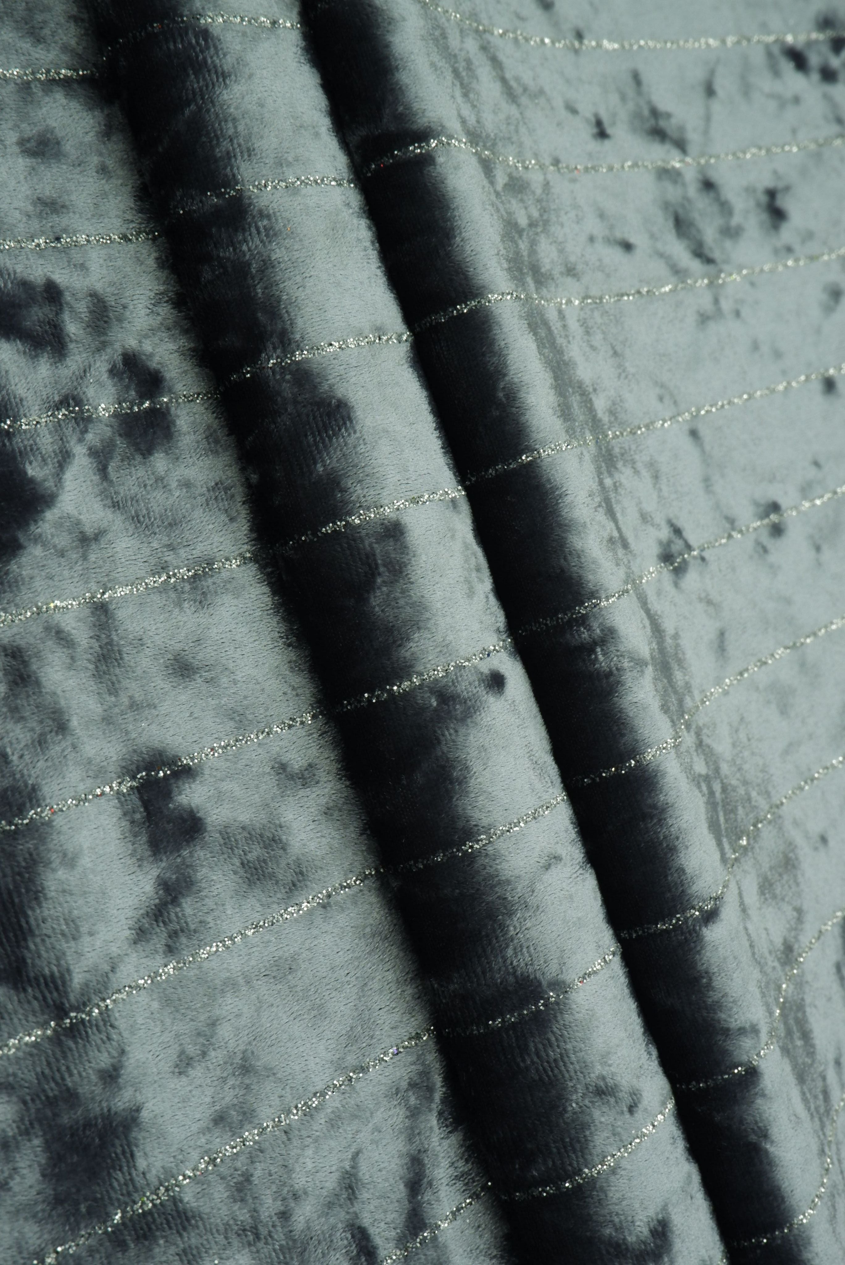 Velvet Glitter Stripe Knit Fabric - KNT4551