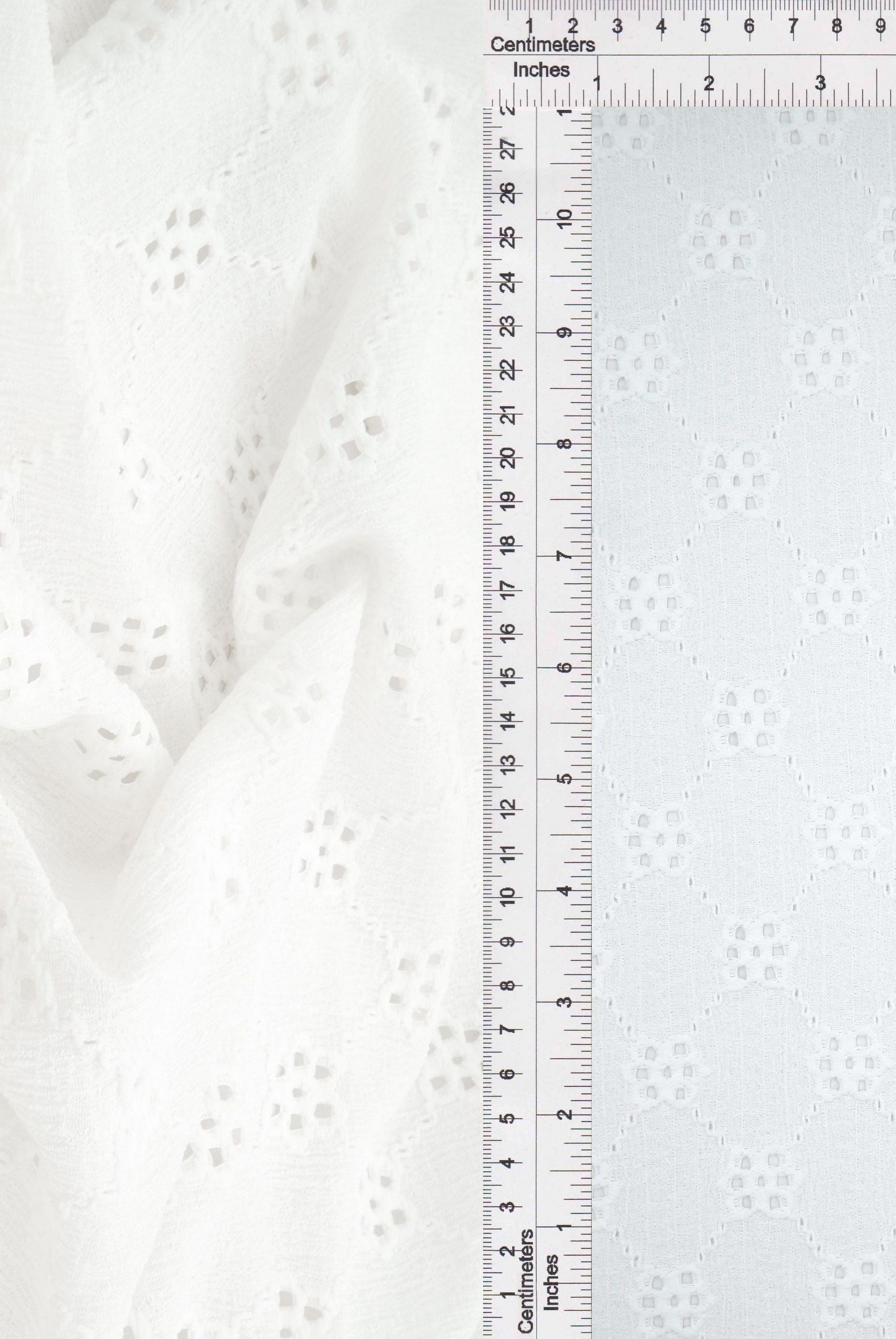 Geo Floral Eyelet Lace Fabric - LACE4556