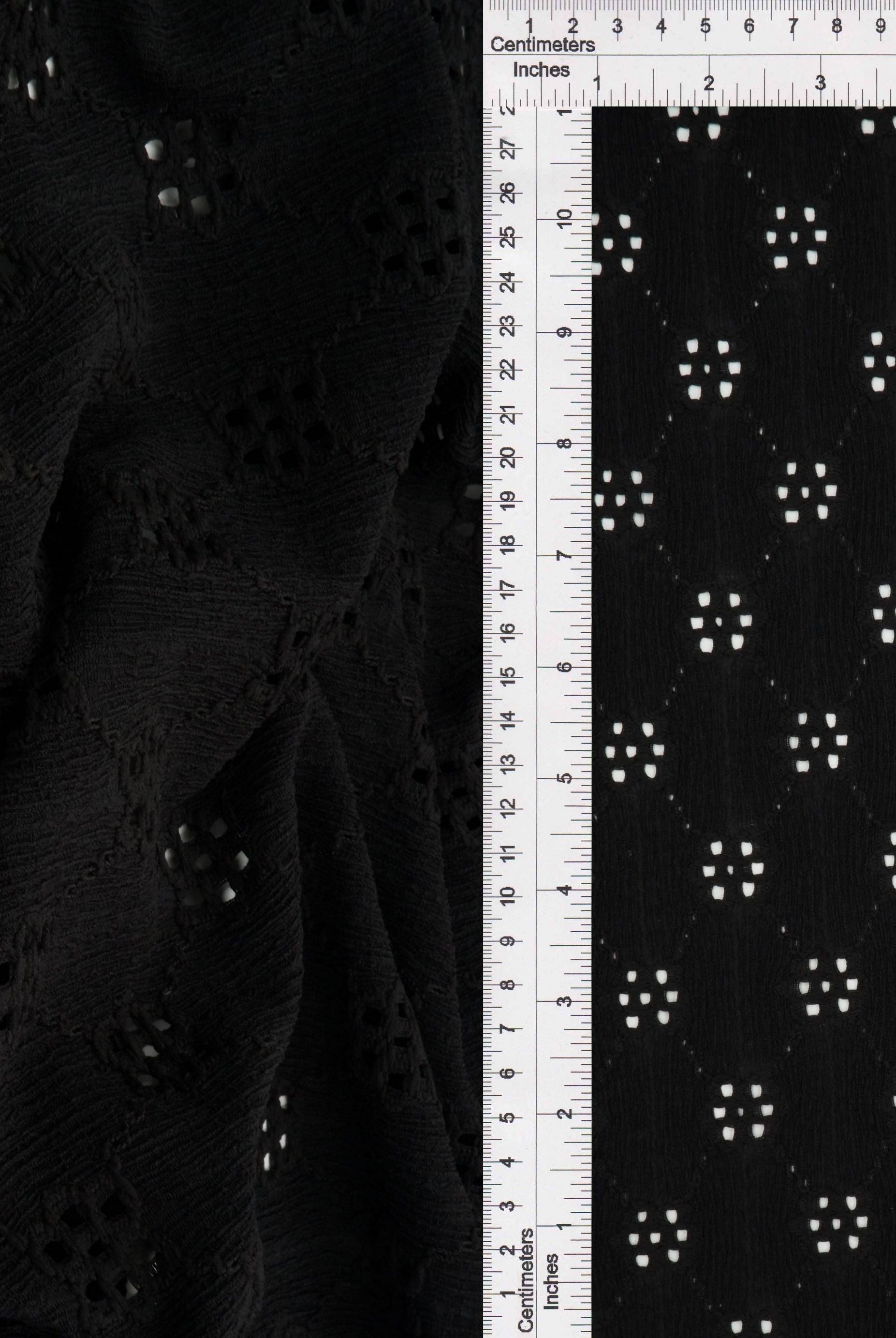 Geo Floral Eyelet Lace Fabric - LACE4556