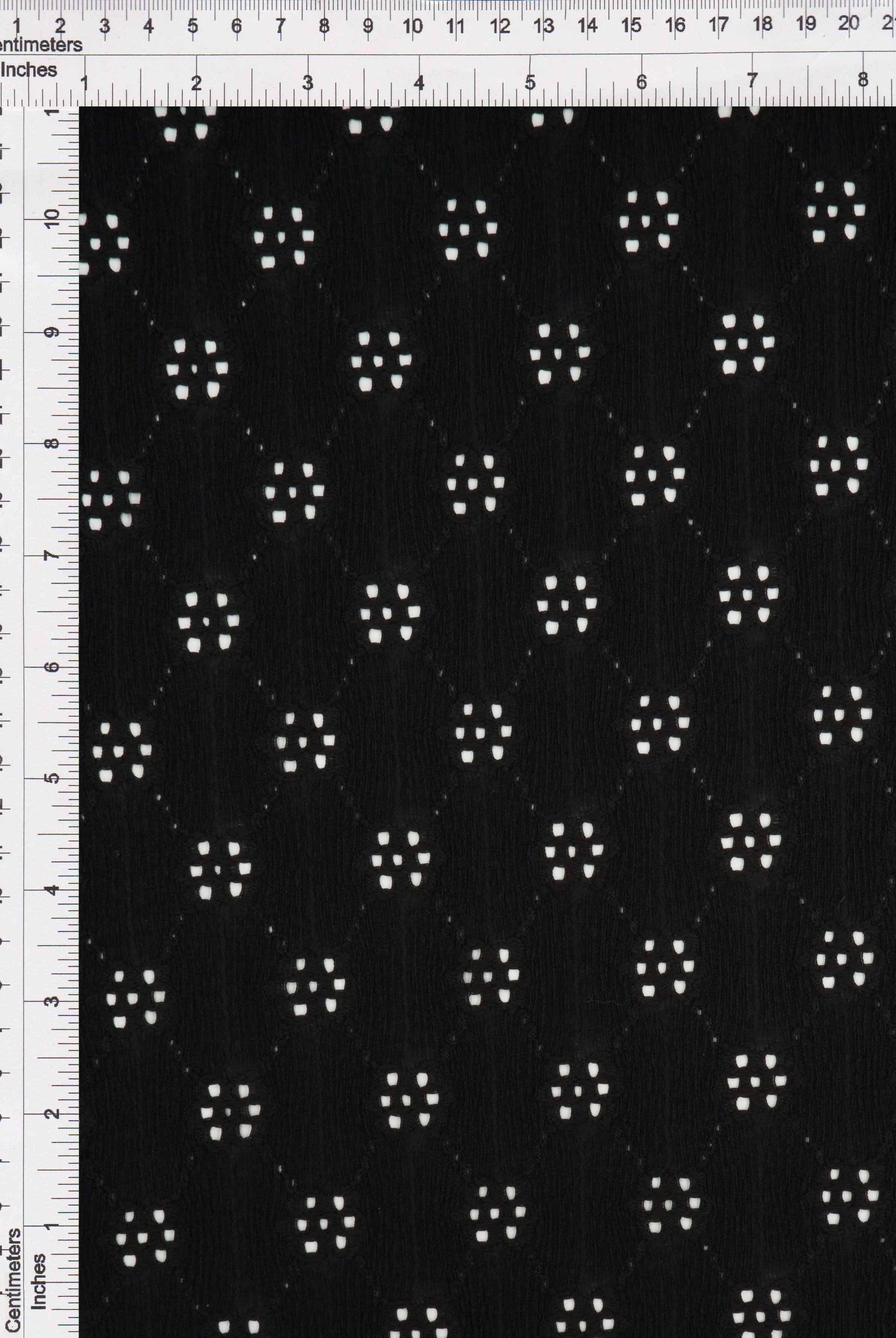 Geo Floral Eyelet Lace Fabric - LACE4556