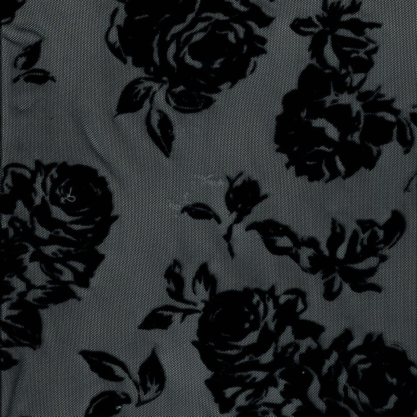 FLOCK-S70420 BLACK BLACK BOTTOMS CAMI DRESS FLOCKING FLORAL KNIT MESH POLYESTER PRINT SKIRTS SPANDEX STRETCH TOPS