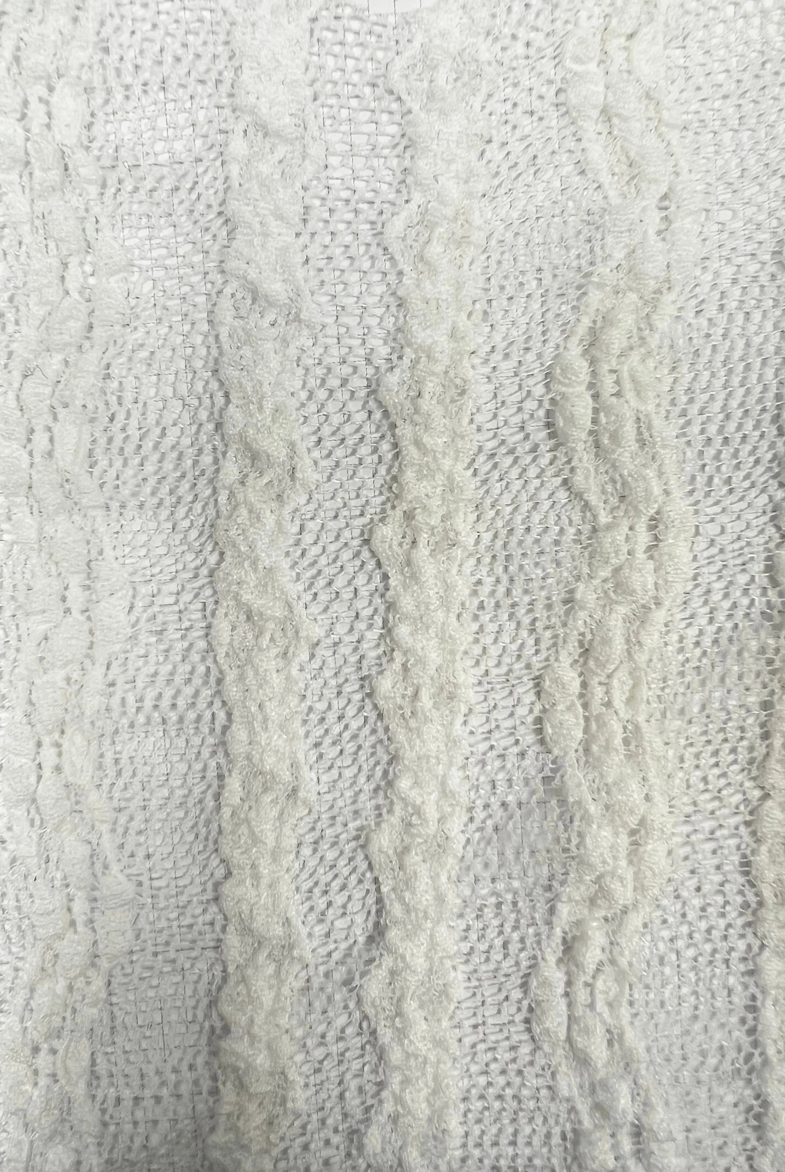 KNC-33535 WHITE BLOUSE CHEVRON DRESS KNIT LACE NYLON SOLID SPANDEX STRIPE TEXTURE TUNICS WHITE