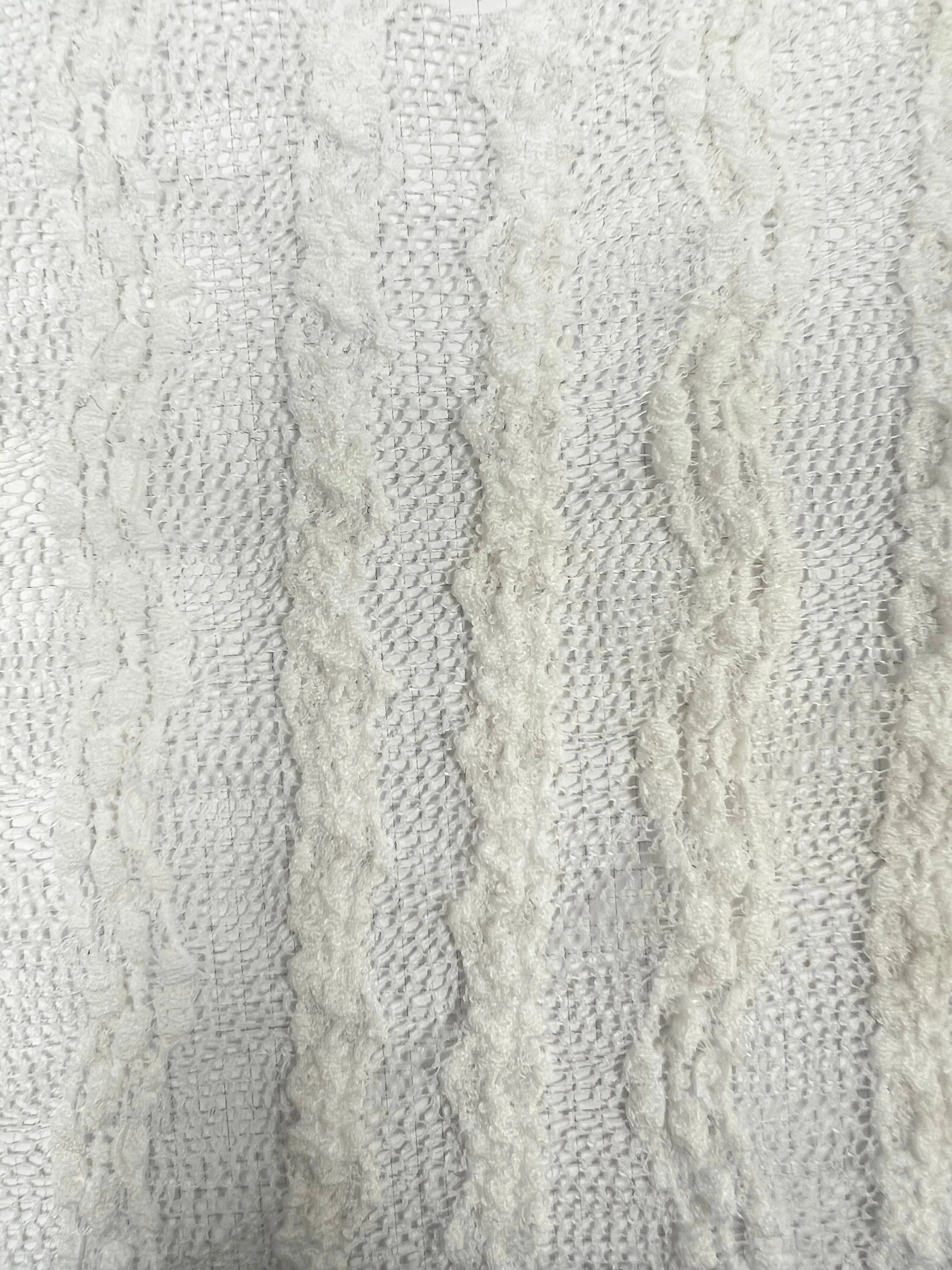 KNC-33535 WHITE BLOUSE CHEVRON DRESS KNIT LACE NYLON SOLID SPANDEX STRIPE TEXTURE TUNICS WHITE