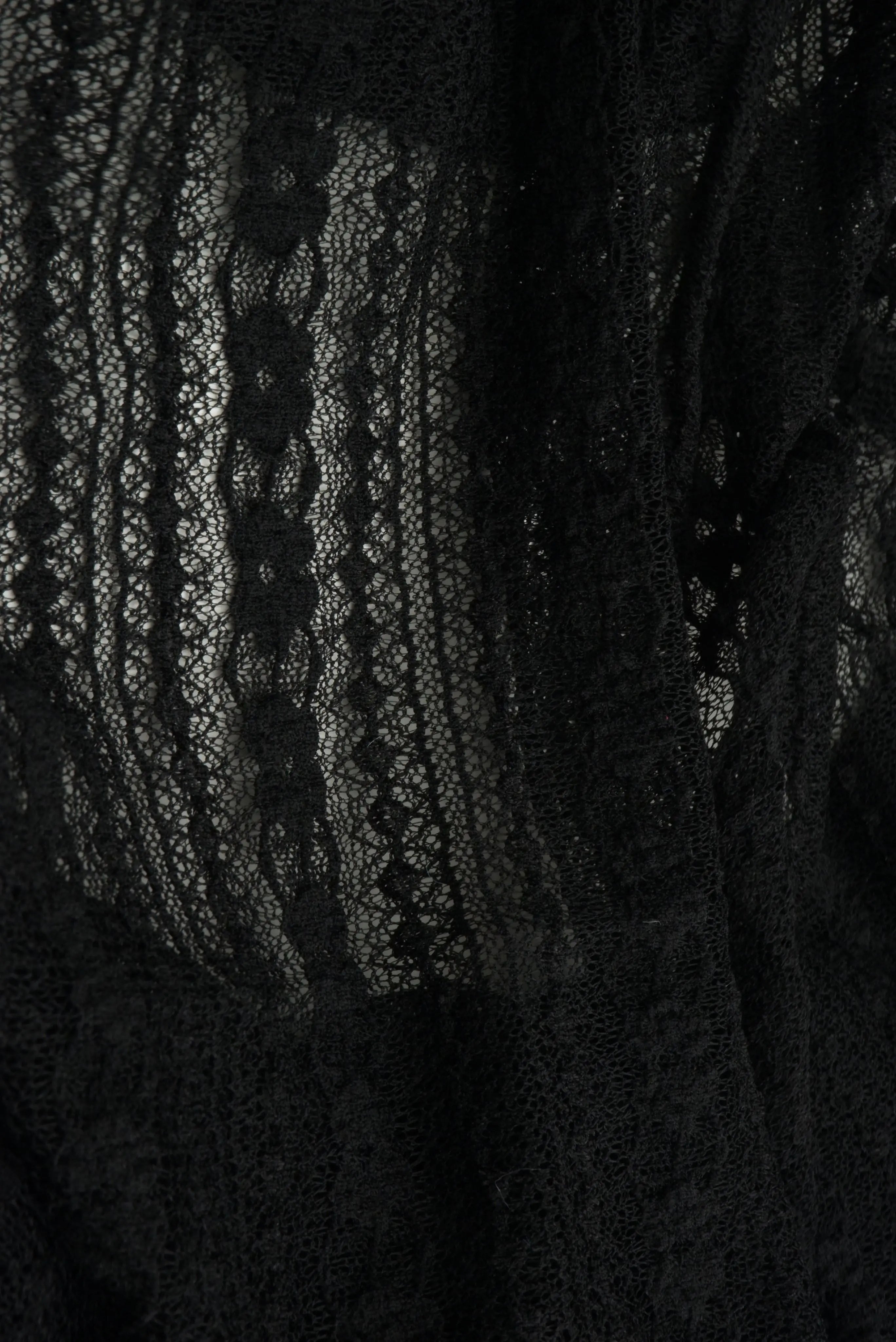 KNC-33537 BLACK BLACK BLOUSE DRESS FLOWER KNIT LACE NYLON SOLID SPANDEX STRIPE TEXTURE TUNICS