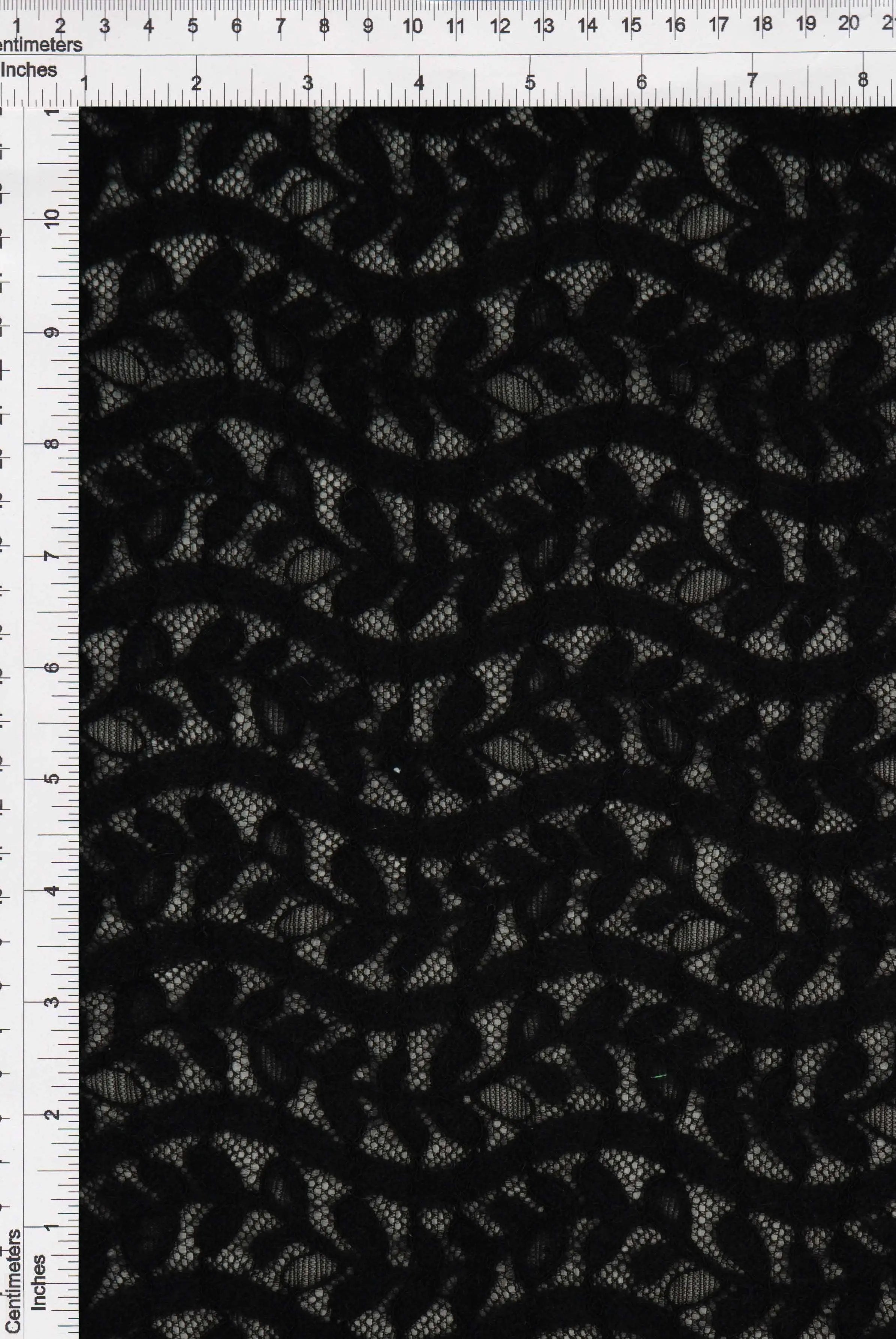 KNC-33538 BLACK BLACK BLOUSE DRESS KNIT LACE LEAF NYLON SOLID SPANDEX TEXTURE TUNICS