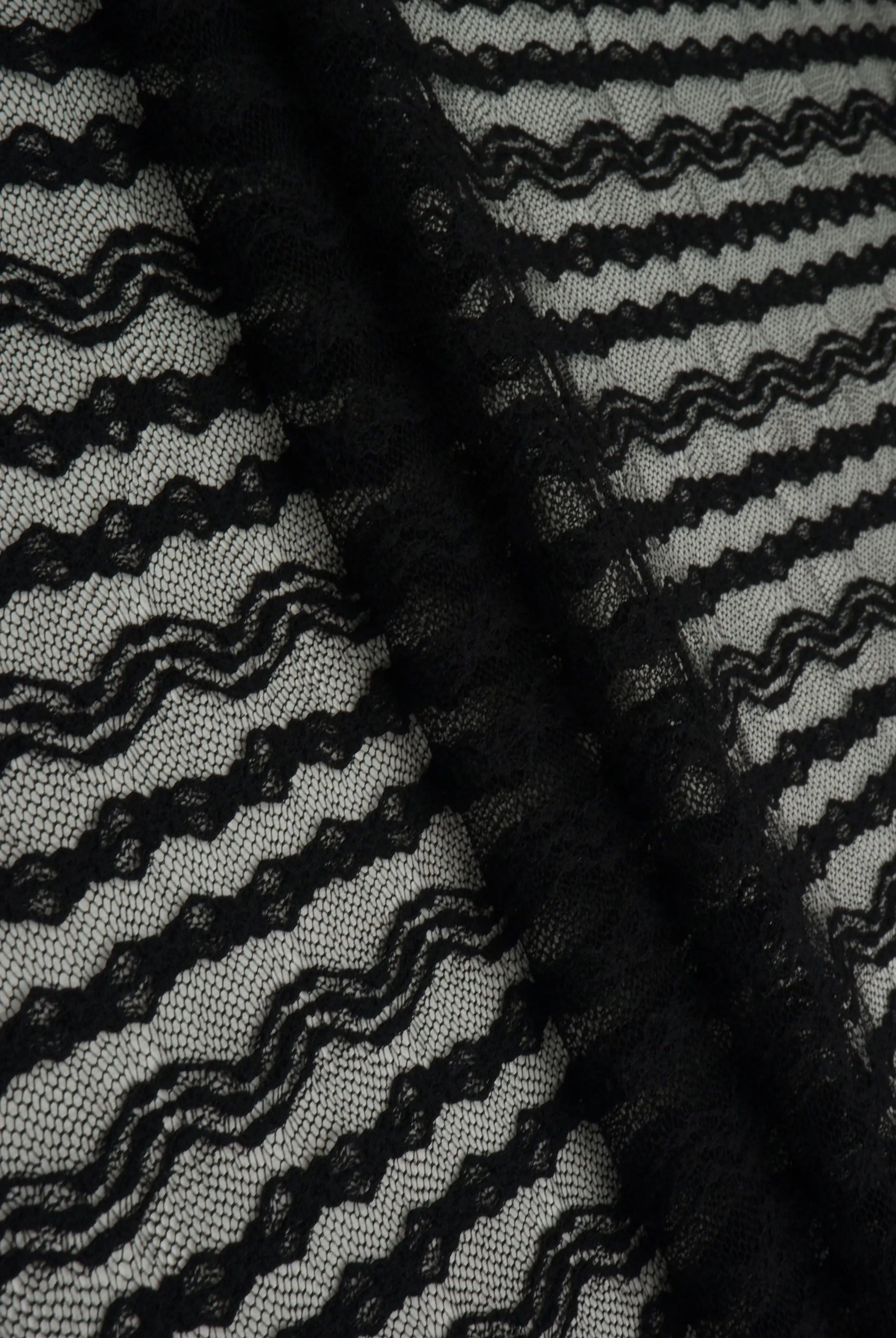 KNC-33535 BLACK BLACK BLOUSE CHEVRON DRESS KNIT LACE NYLON SOLID SPANDEX STRIPE TEXTURE TOPS TUNICS