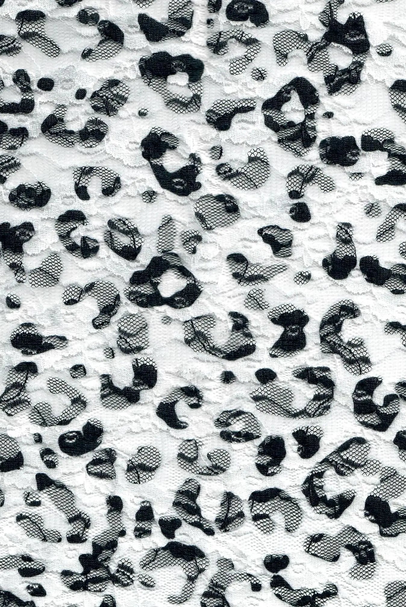 LACE4481-Q10720 BLACK ANIMAL BOTTOMS DRESS LACE LEOPARD POLYESTER PRINT SKIRTS SPANDEX TOPS