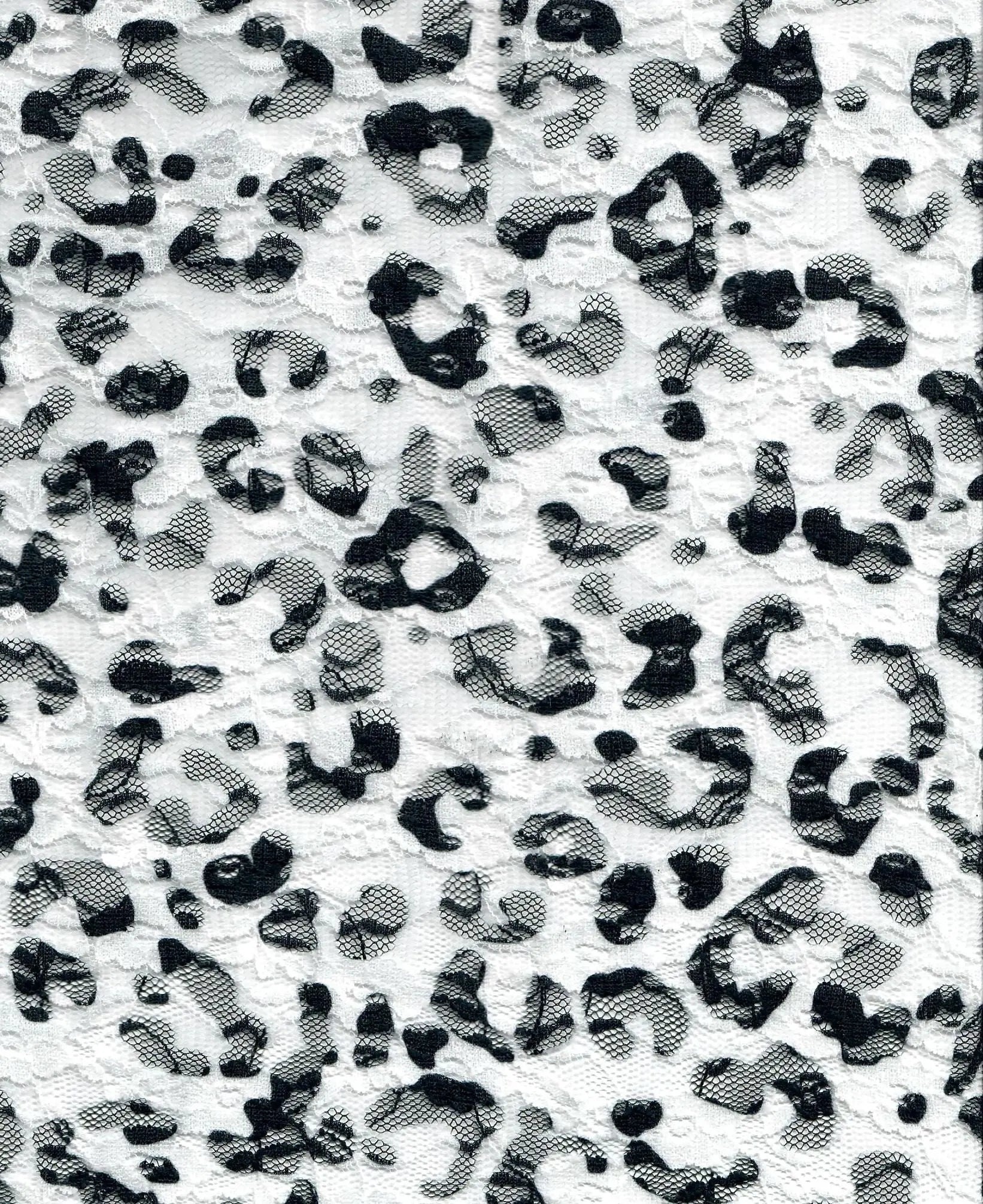 LACE4481-Q10720 BLACK ANIMAL BOTTOMS DRESS LACE LEOPARD POLYESTER PRINT SKIRTS SPANDEX TOPS