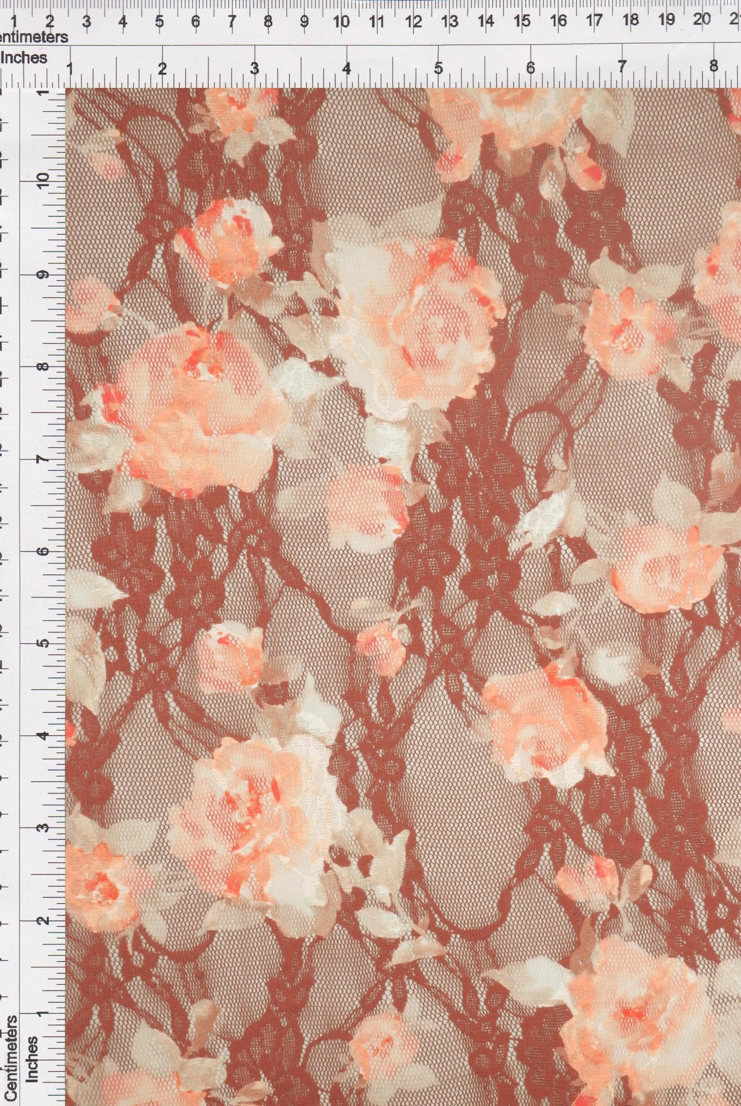 LACE1483-M11228 RUST BLOUSE BODYSUIT CAMI DIGITAL PRINT DRESS FLORAL LACE POLYESTER SKIRTS SPANDEX TOPS