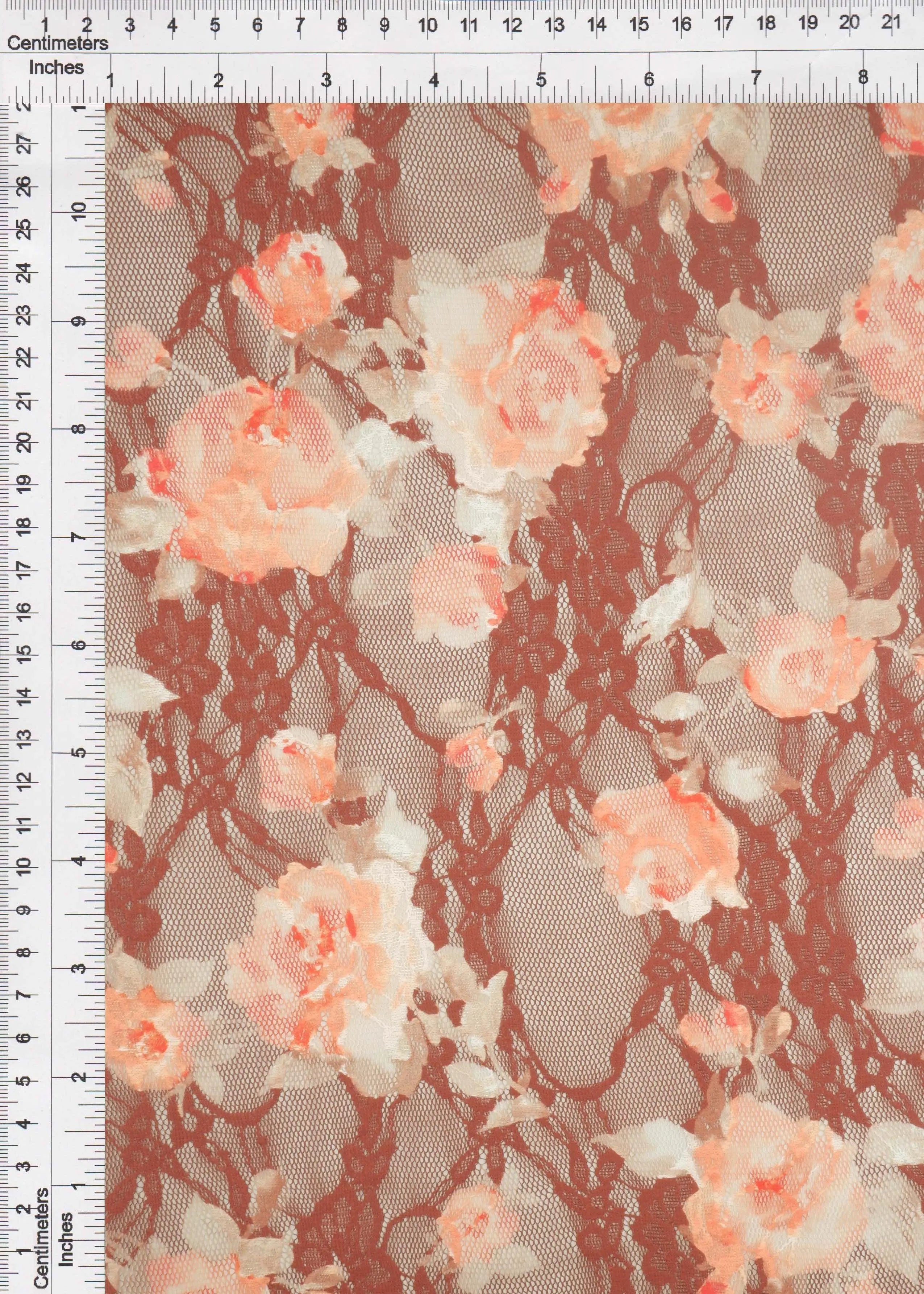 LACE1483-M11228 RUST BLOUSE BODYSUIT CAMI DIGITAL PRINT DRESS FLORAL LACE POLYESTER SKIRTS SPANDEX TOPS