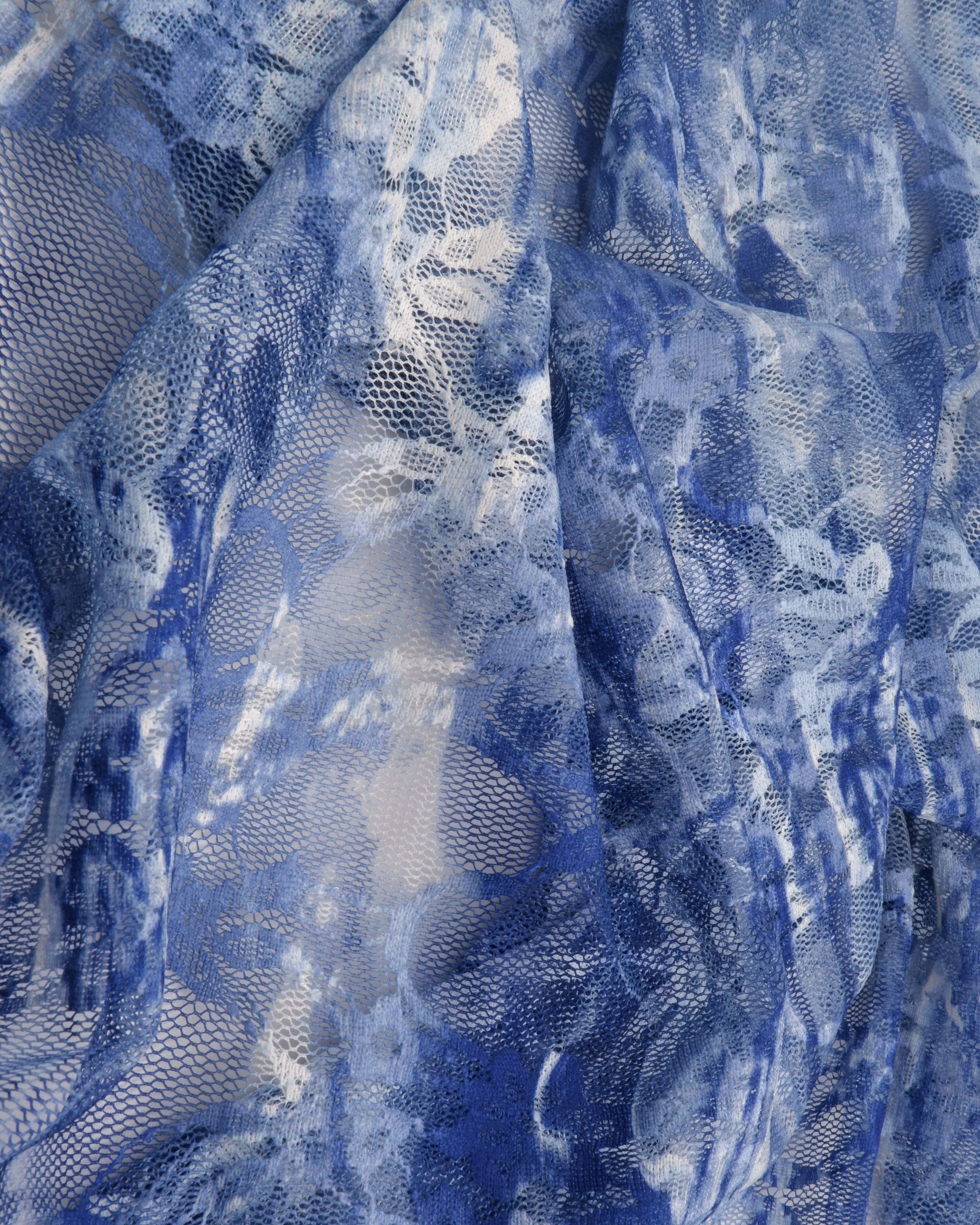 LACE1483-M11251 INDIGO ABSTRACT BLOUSE BODYSUIT CAMI DIGITAL PRINT DRESS LACE POLYESTER SKIRTS SPANDEX TOPS TUNICS