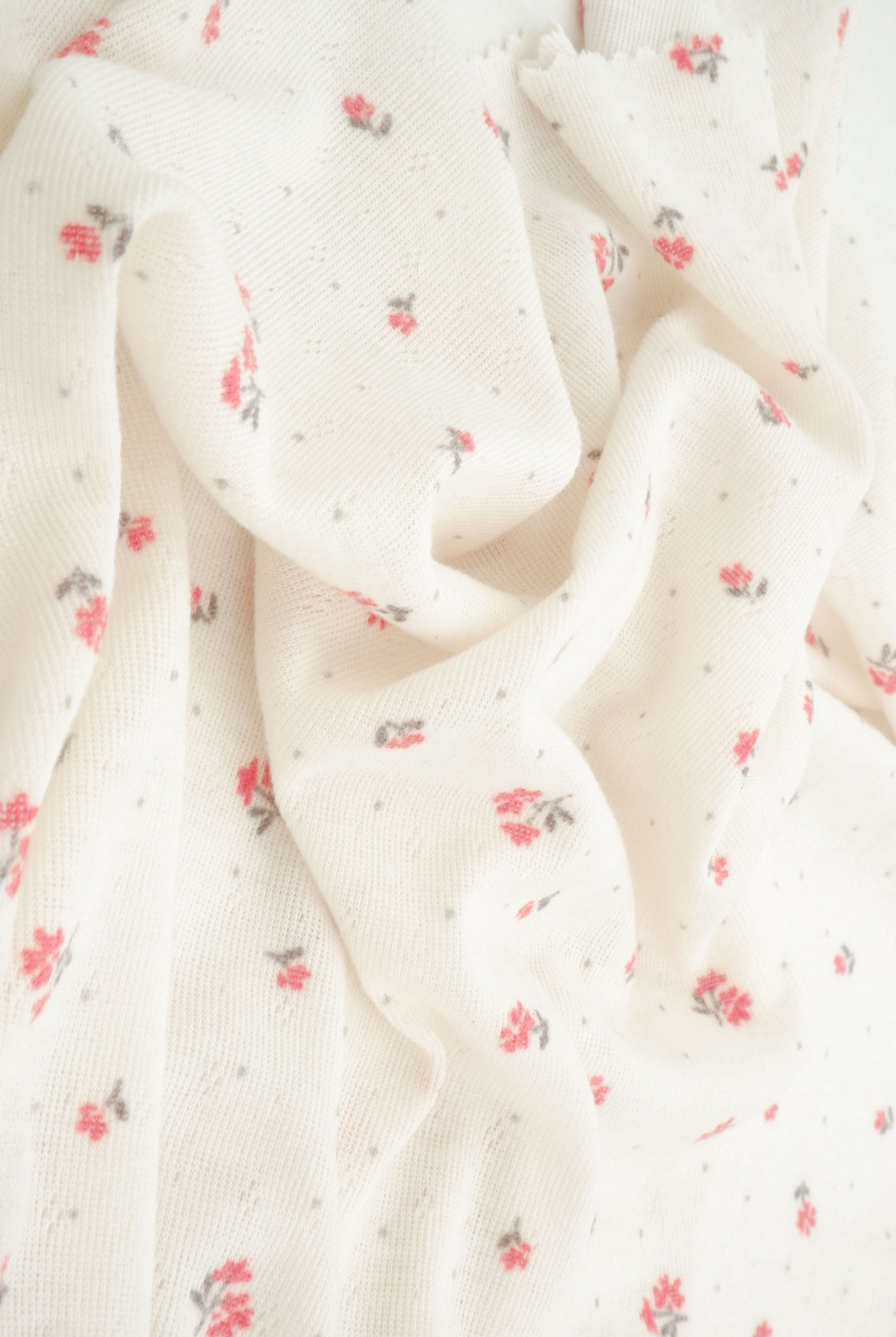 Ditsy Print Cotton Style Pointelle Knit Fabric - KNT4605-MS11365