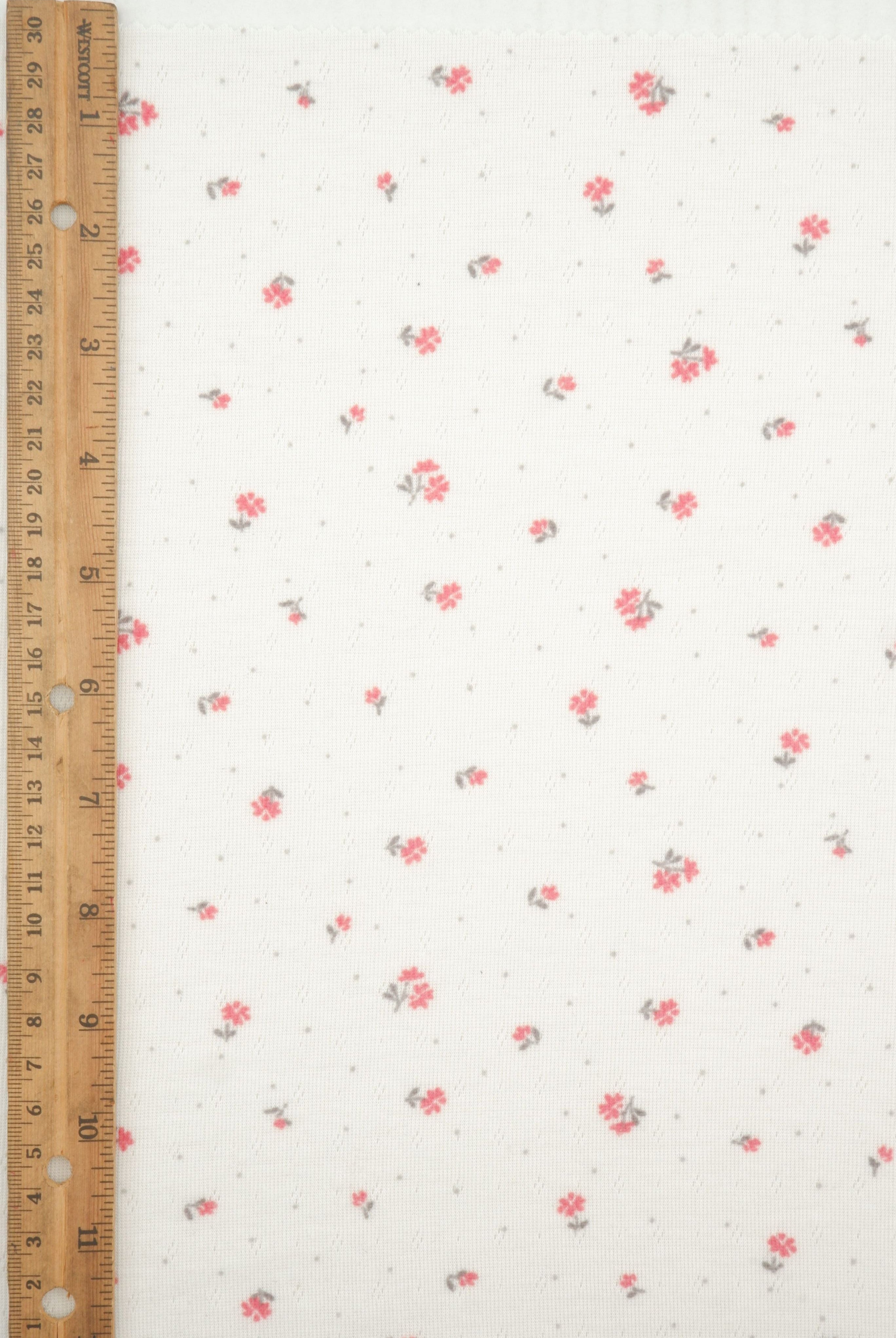 Ditsy Print Cotton Style Pointelle Knit Fabric - KNT4605-MS11365