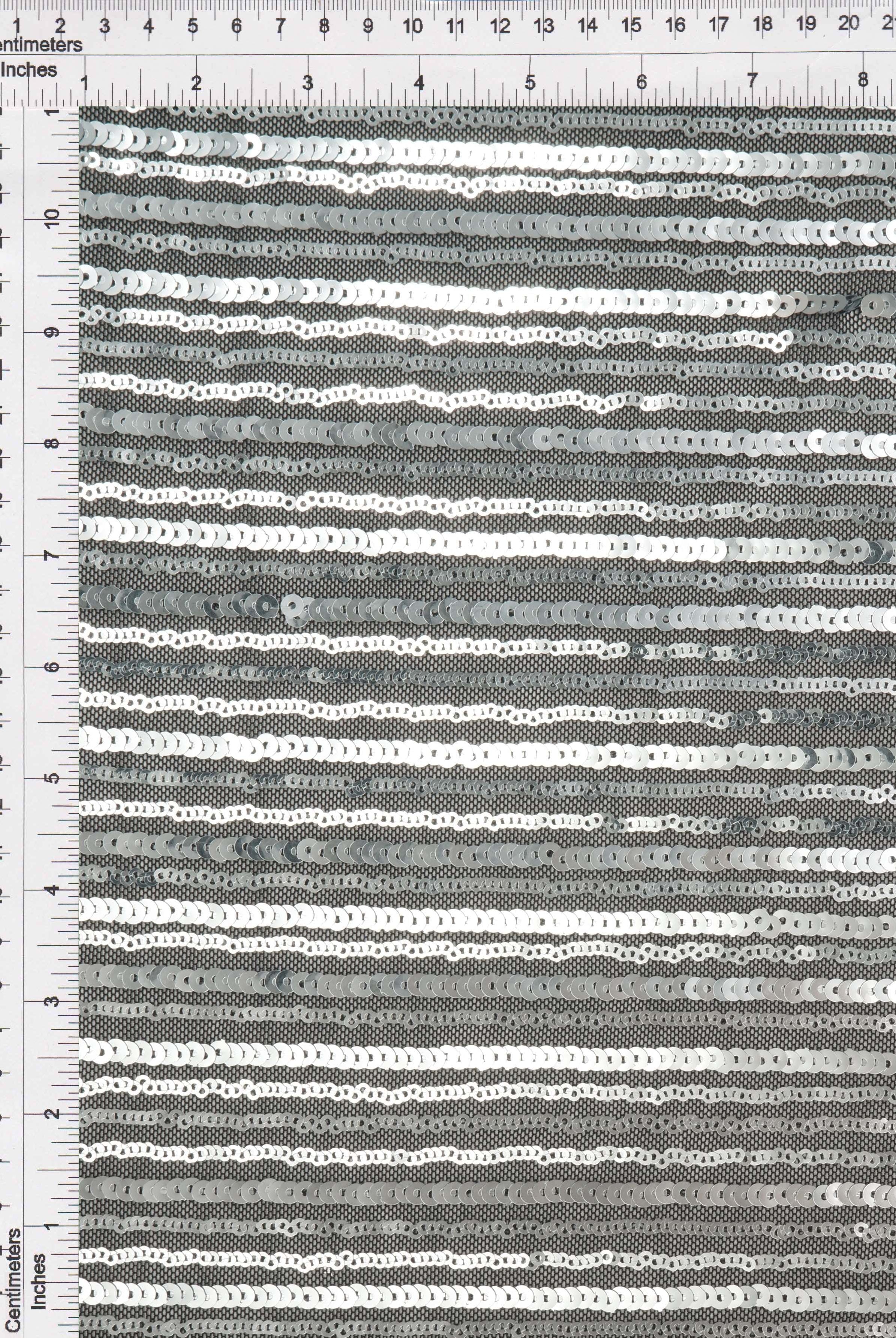 Black & Silver Sequin Embroidered Lace Knit Fabric - KNC-33544