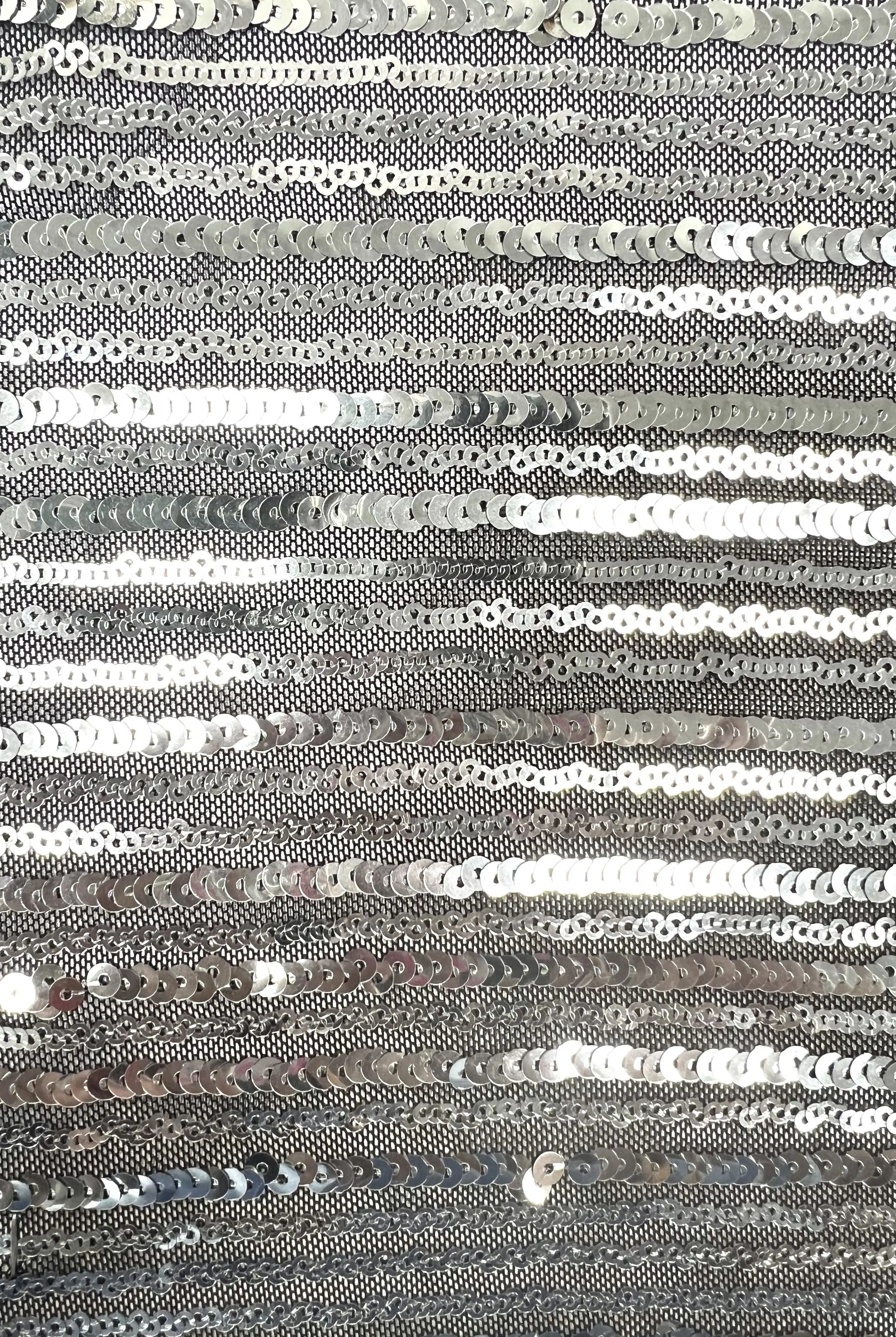 KNC-33544 BLACK/SILVER BLACK BLOUSE DRESS EMBROIDERY KNIT LACE POLYESTER SEQUINS SILVER SKIRTS SOLID SPANDEX TEXTURE TUNICS