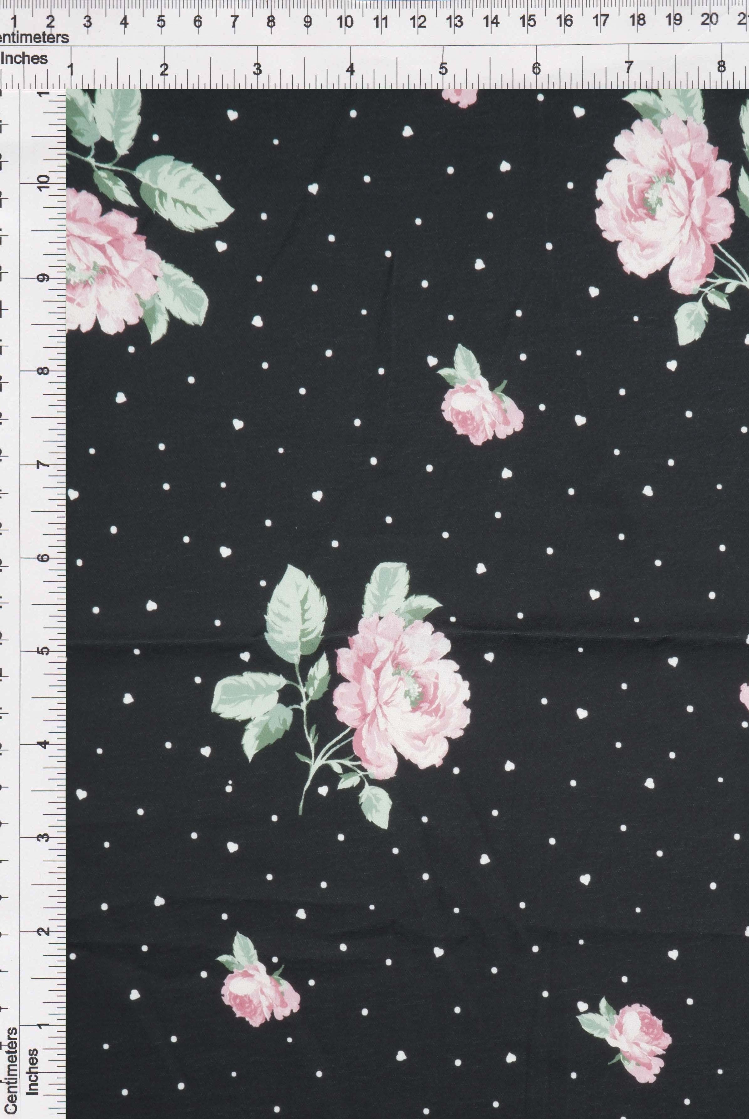 Floral Heart Digital Print CEY Airflow Woven Fabric - POP4178-M11369D