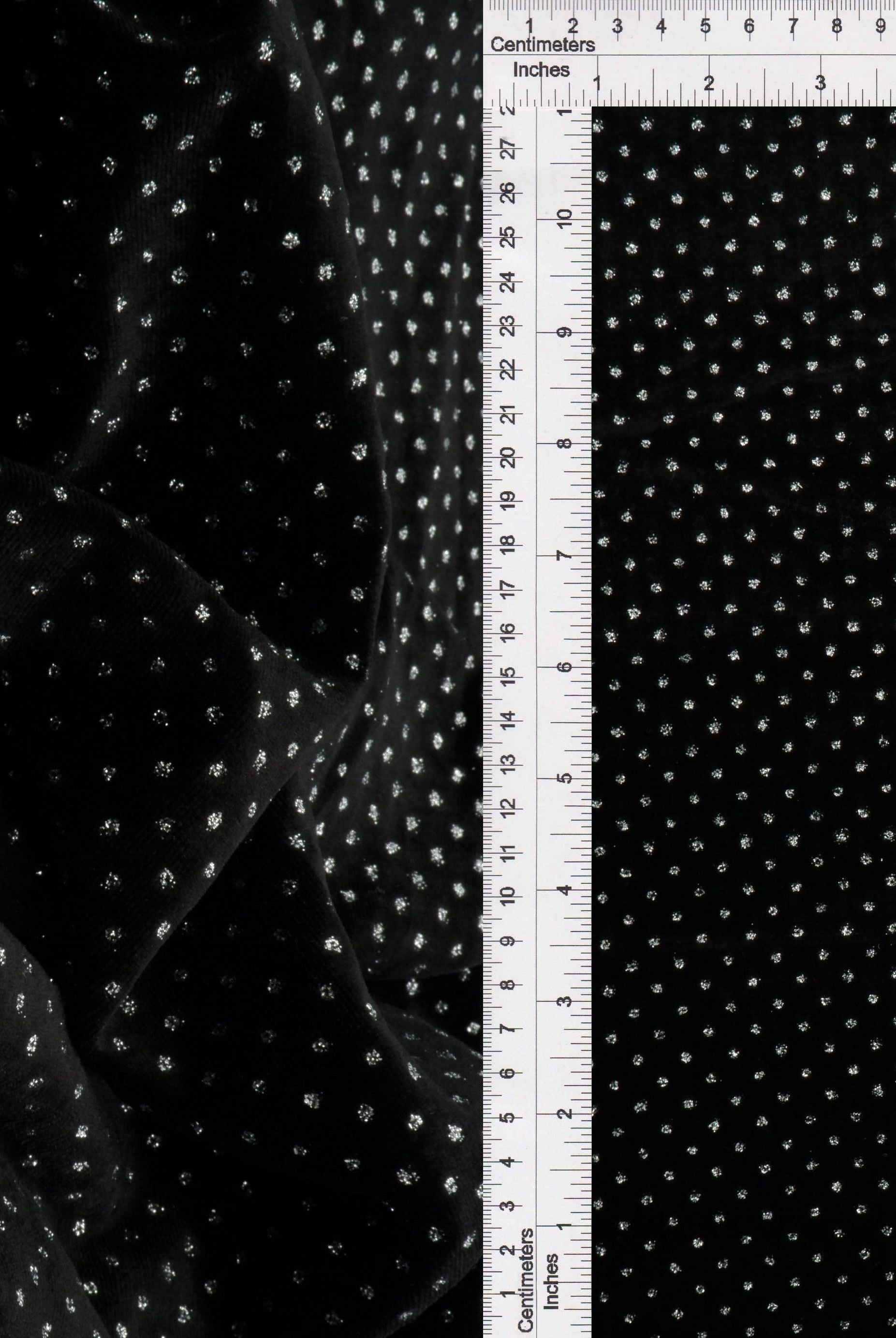 Velvet Polka Dot Glitter Stretch Knit Fabric - KNT4610
