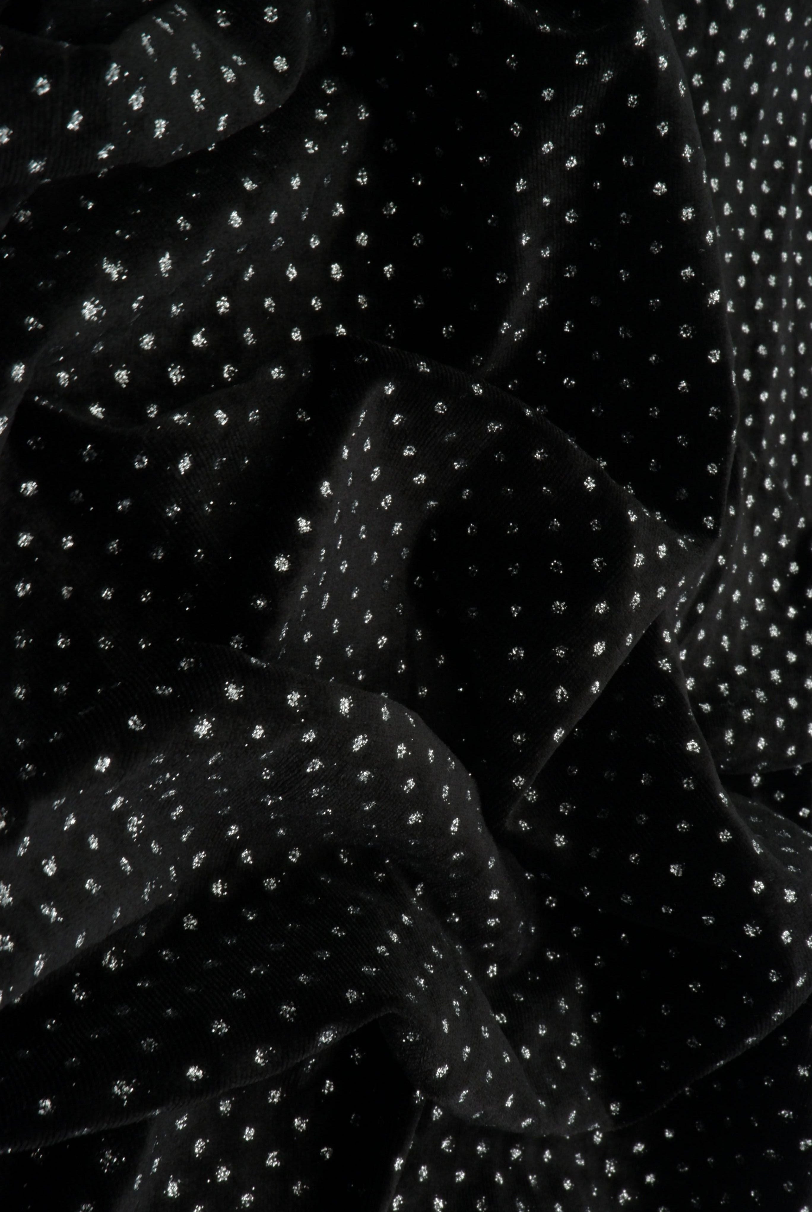 Velvet Polka Dot Glitter Stretch Knit Fabric - KNT4610
