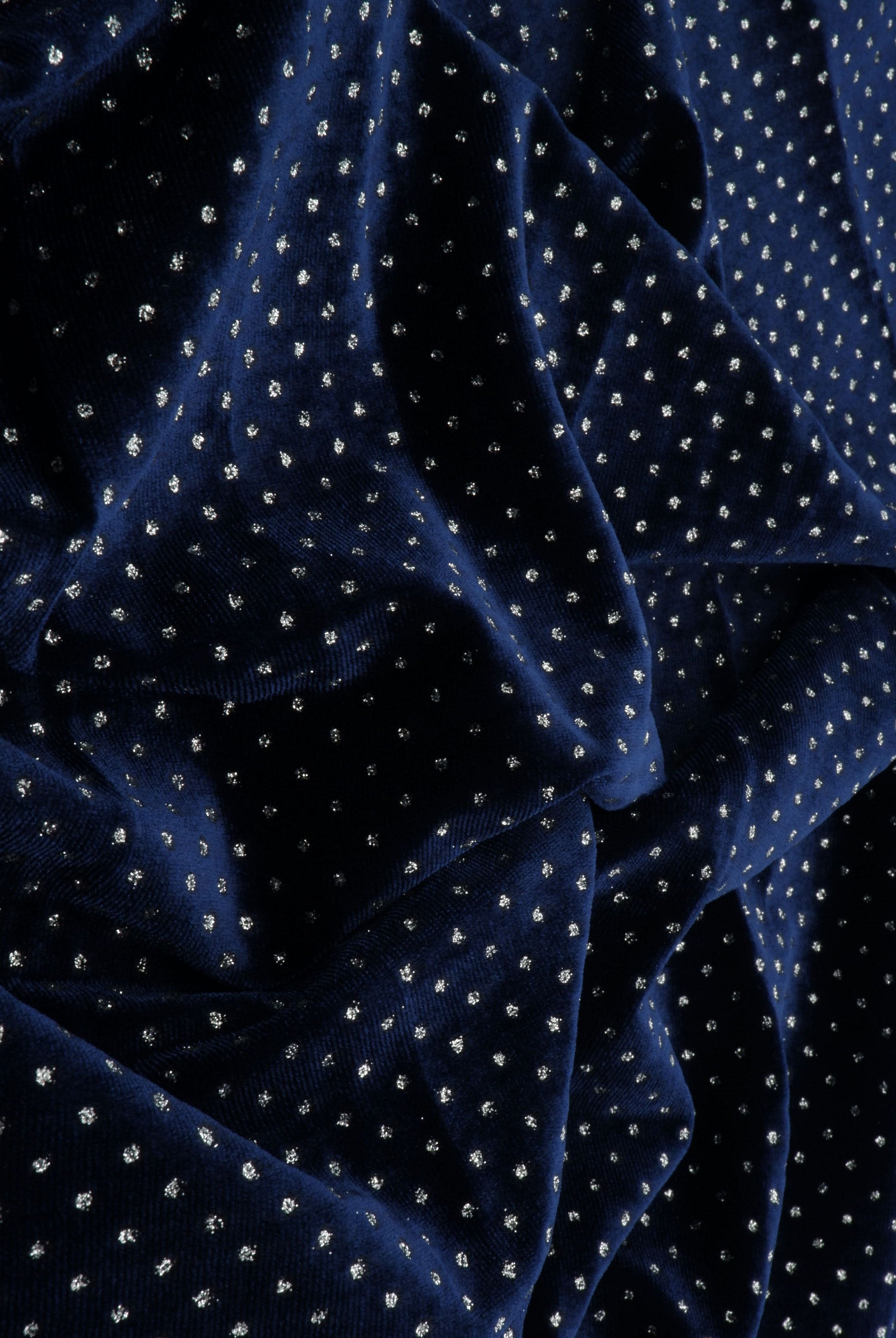 Velvet Polka Dot Glitter Stretch Knit Fabric - KNT4610