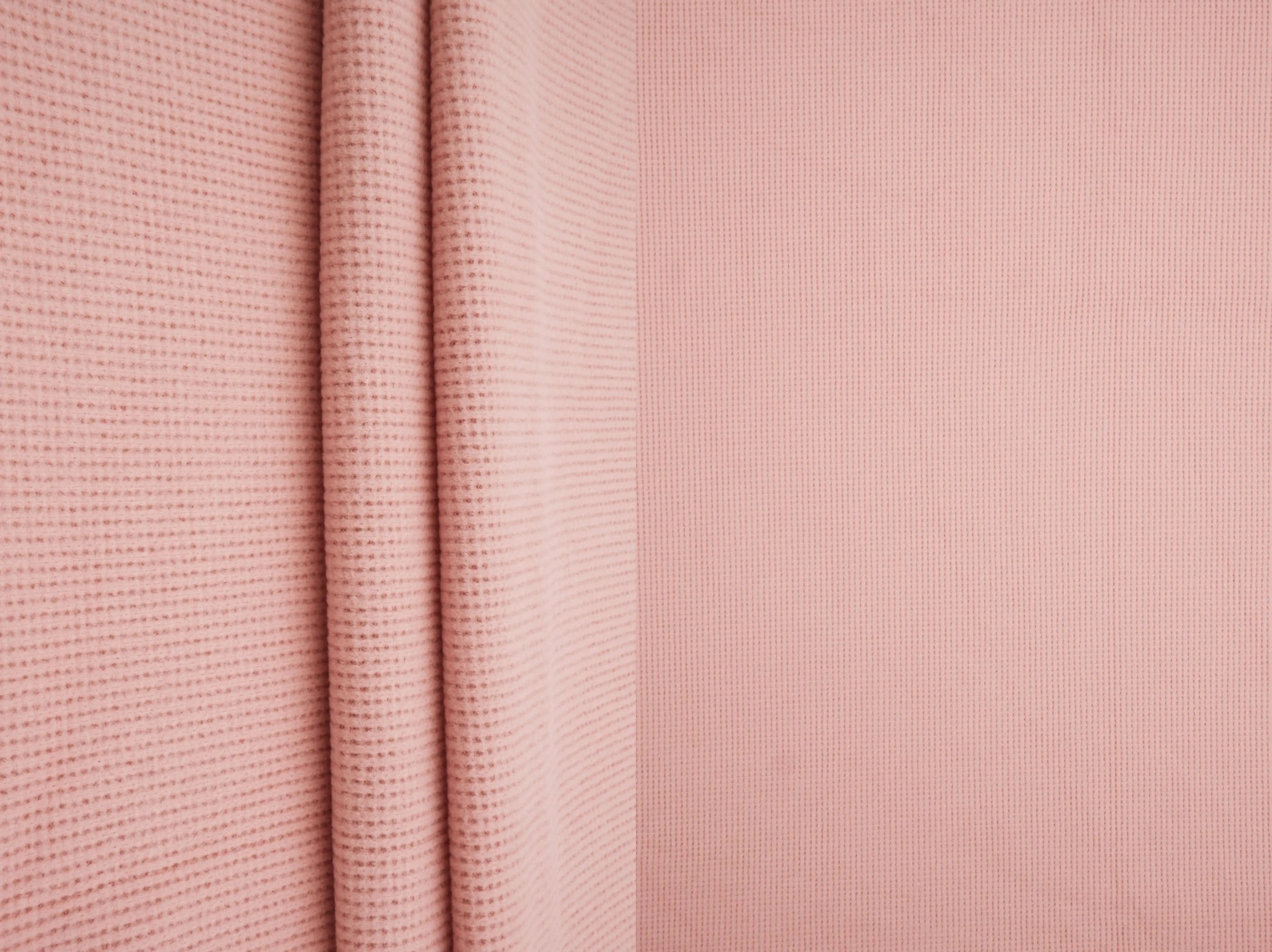 KNT4612 PINK LT. BOTTOMS KNIT NO-PRINT PANTS SKIRTS SOLID-B STRETCH SWEATER SWEATSHIRT TOPS TUNICS WAFFLE