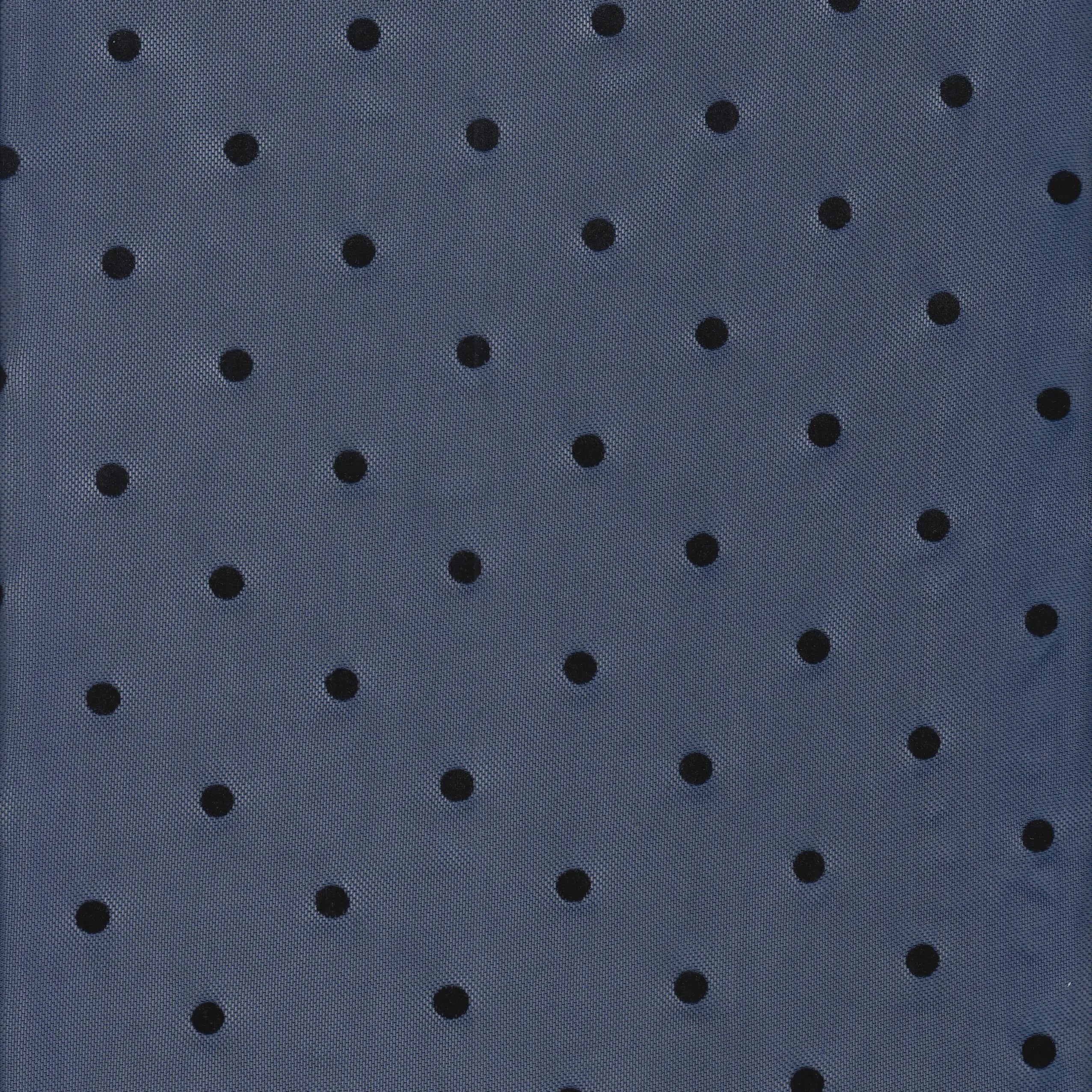 FLOCK-MS11408 NAVY BLOUSE BODYSUIT BOTTOMS DOT DRESS FLOCKING MESH POLYESTER PRINT SKIRTS SPANDEX STRETCH TOPS