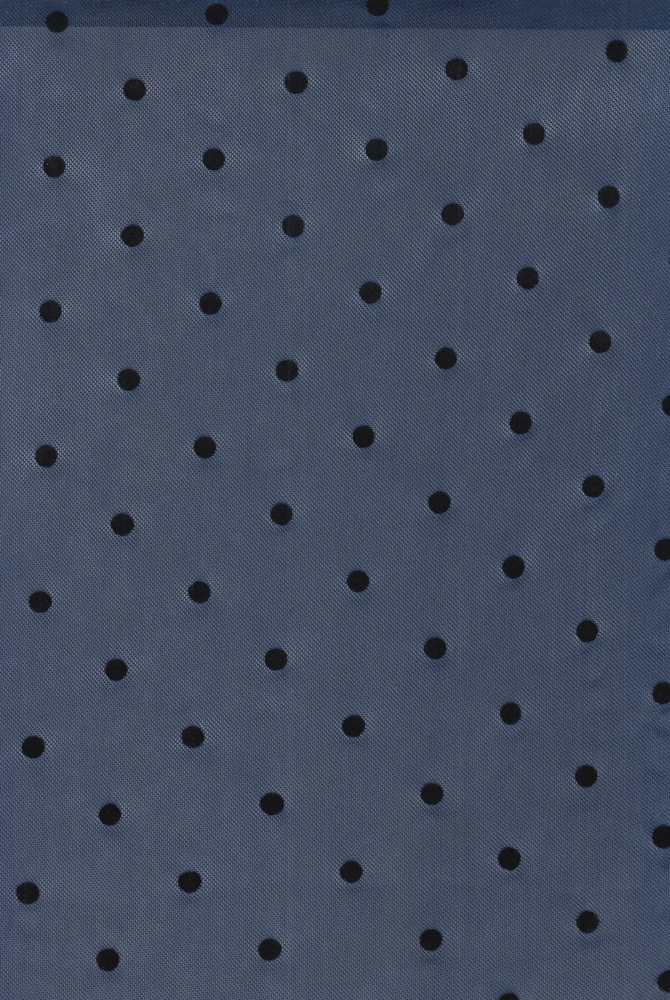 FLOCK-MS11408 NAVY BLOUSE BODYSUIT BOTTOMS DOT DRESS FLOCKING MESH POLYESTER PRINT SKIRTS SPANDEX STRETCH TOPS