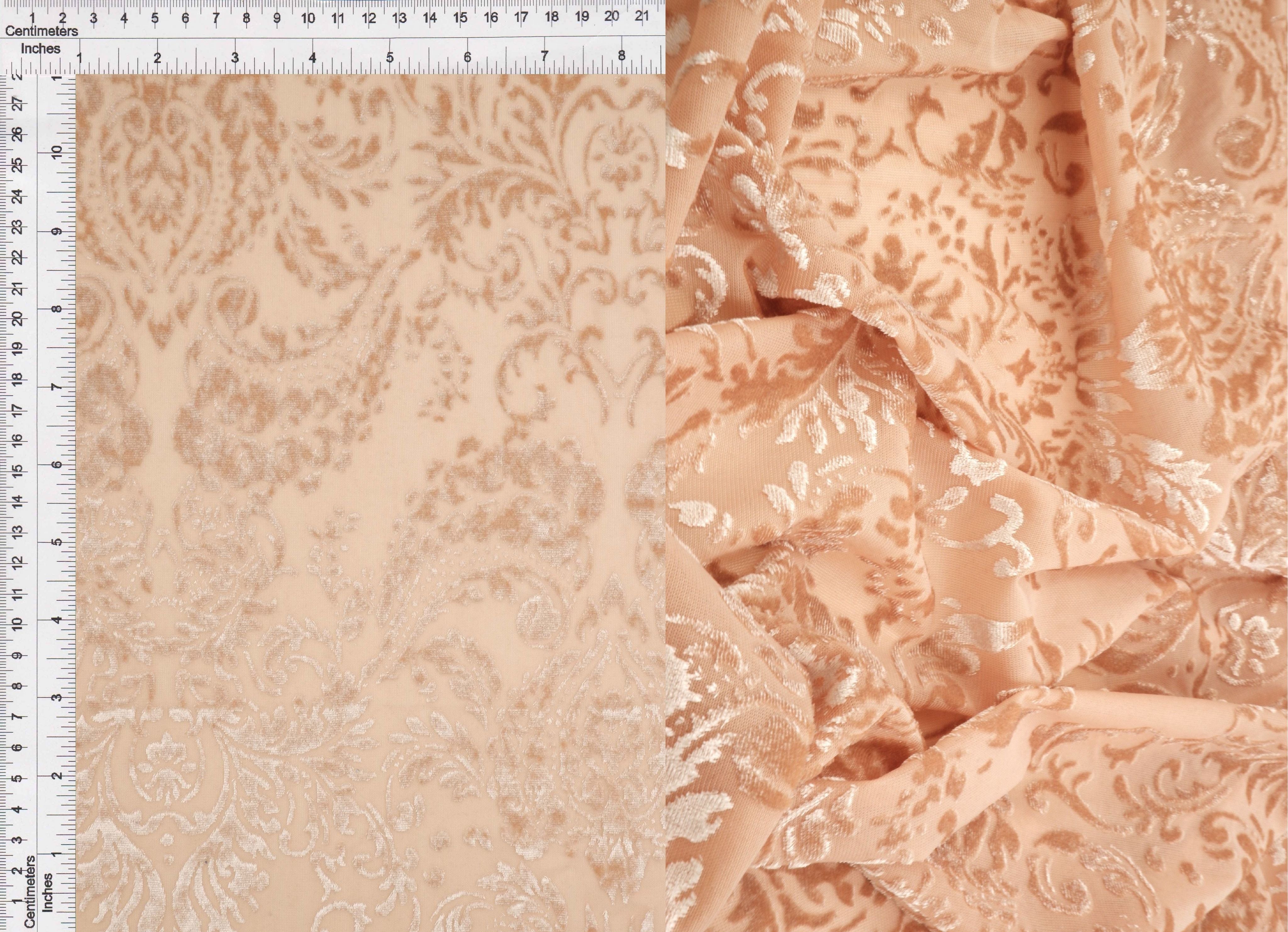 Damask Wallpaper Velvet Burnout Knit Fabric KNT3869-MS11379