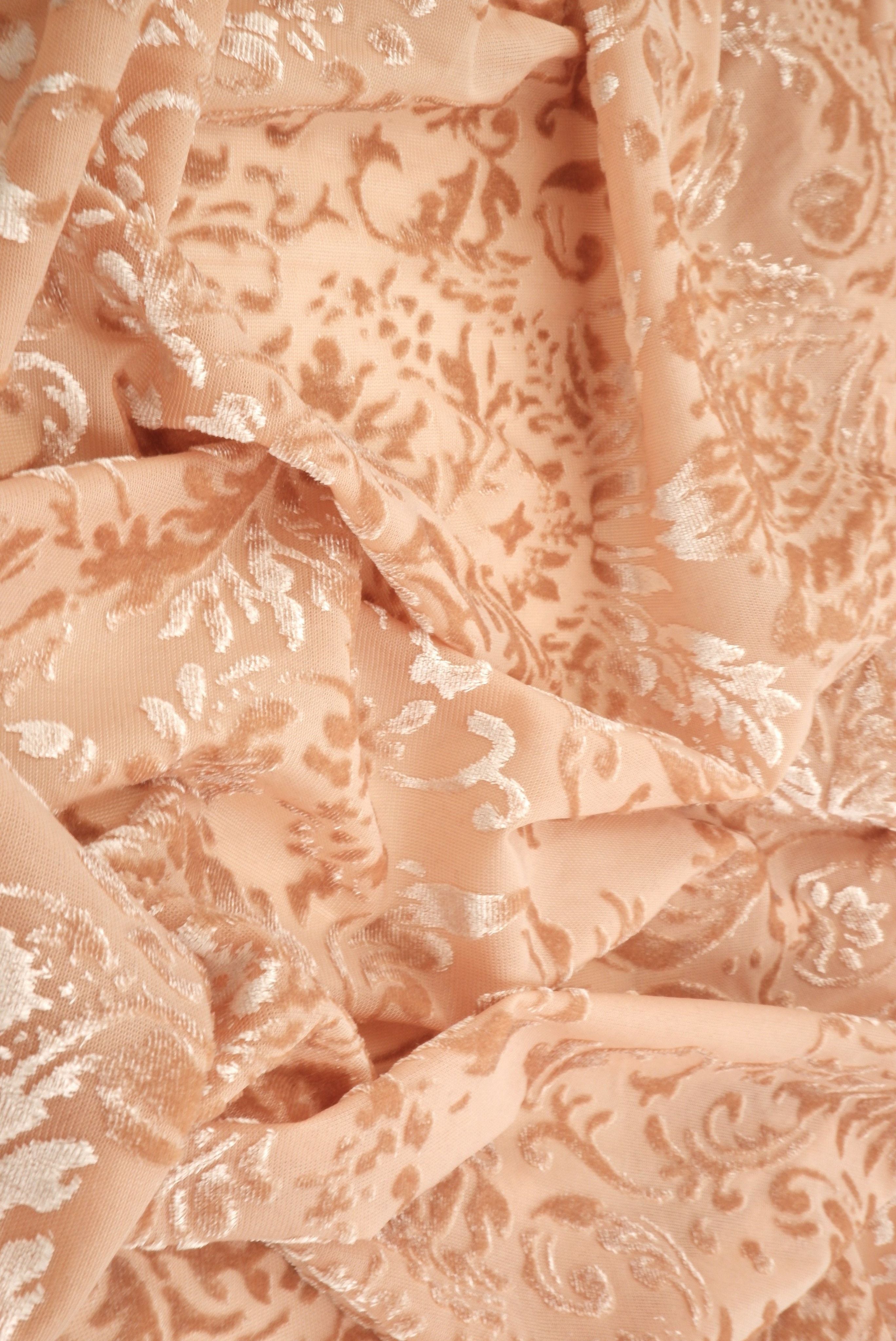 Damask Wallpaper Velvet Burnout Knit Fabric KNT3869-MS11379