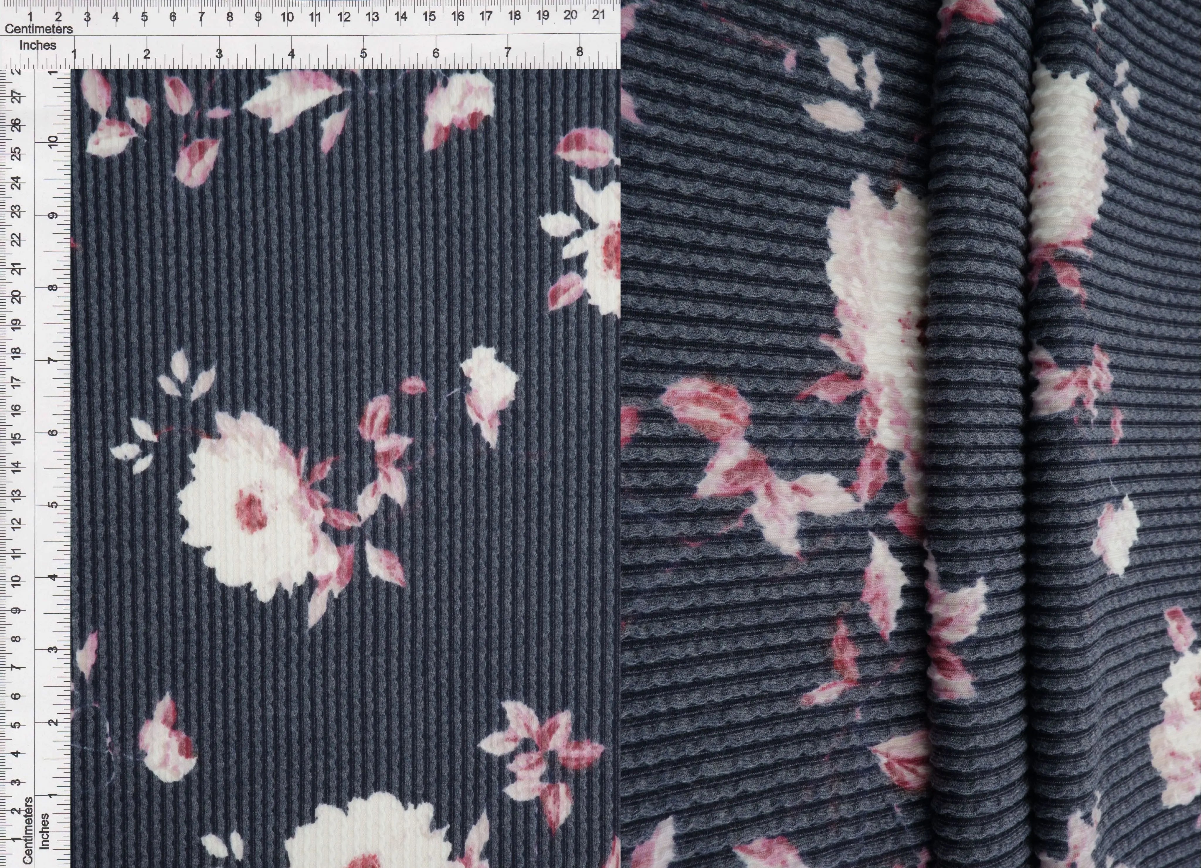 KNT4463-MS11153 NAVY ACTIVEWEAR BOTTOMS DOUBLE KNIT DRESS FLOWER JACQUARD PANTS POLYESTER RAYON RIB SKIRTS SOLID SPANDEX STRETCH URBAN