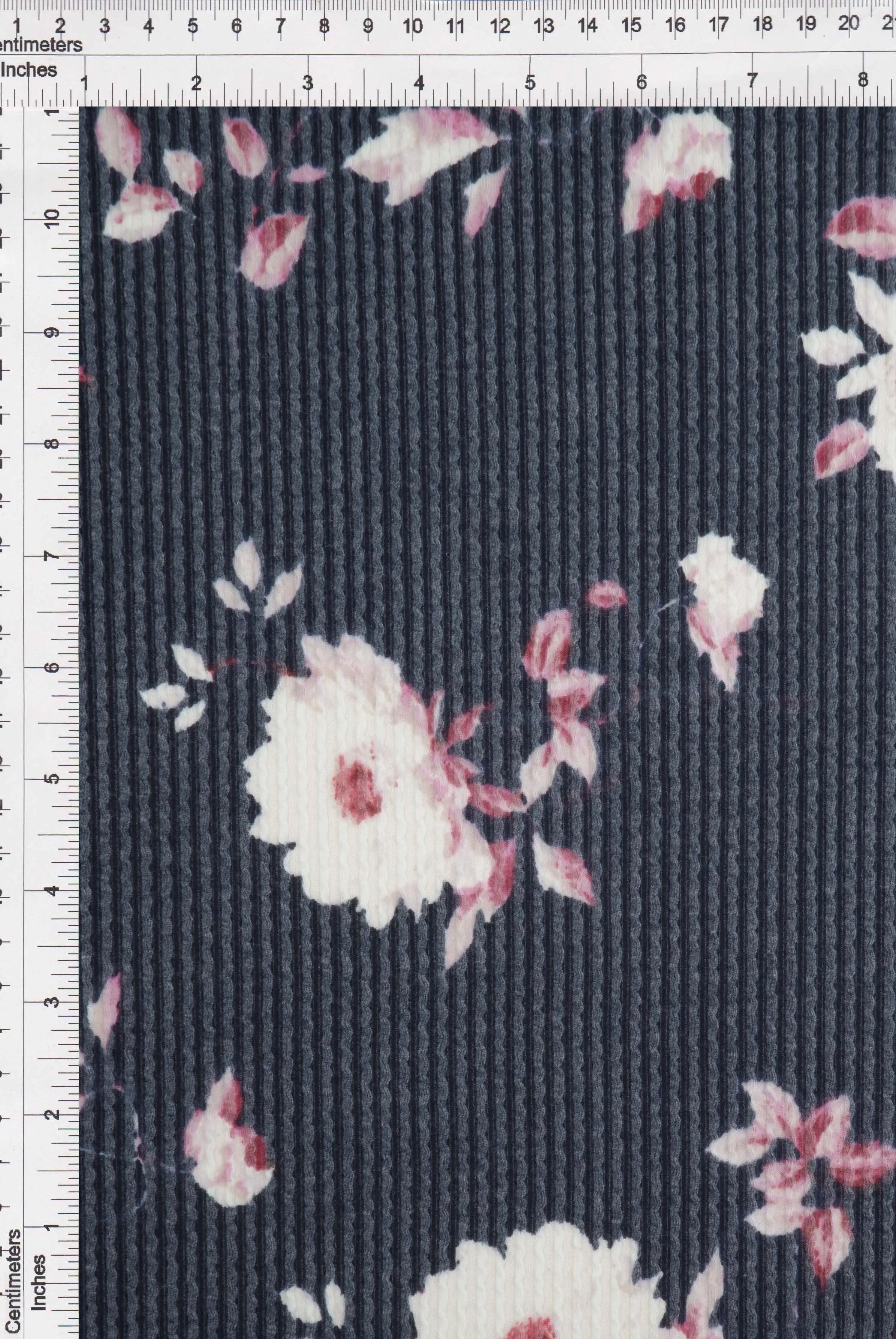 KNT4463-MS11153 NAVY ACTIVEWEAR BOTTOMS DOUBLE KNIT DRESS FLOWER JACQUARD PANTS POLYESTER RAYON RIB SKIRTS SOLID SPANDEX STRETCH URBAN