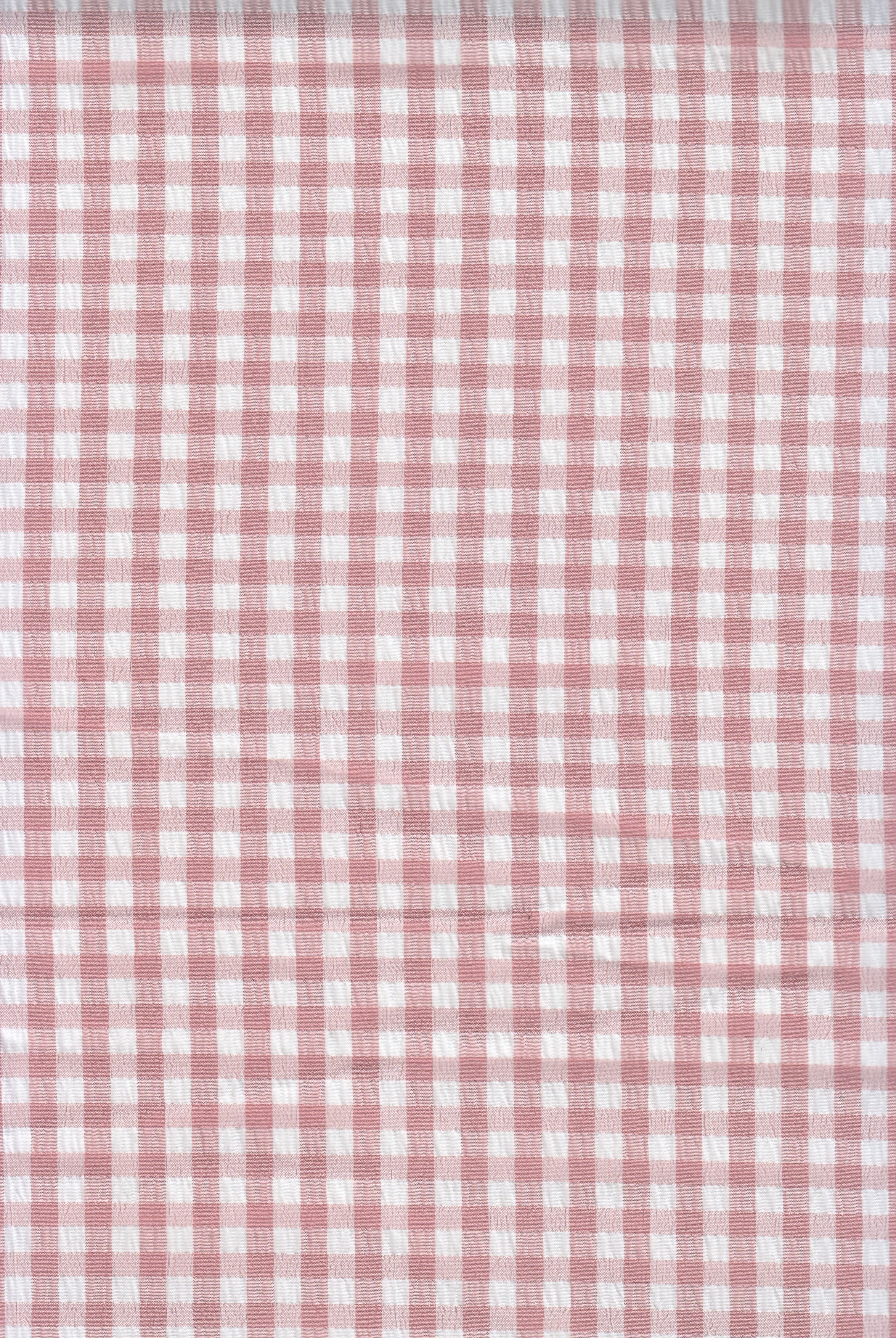 Textured Gingham Plaid Stretch Woven Fabric - GH4616