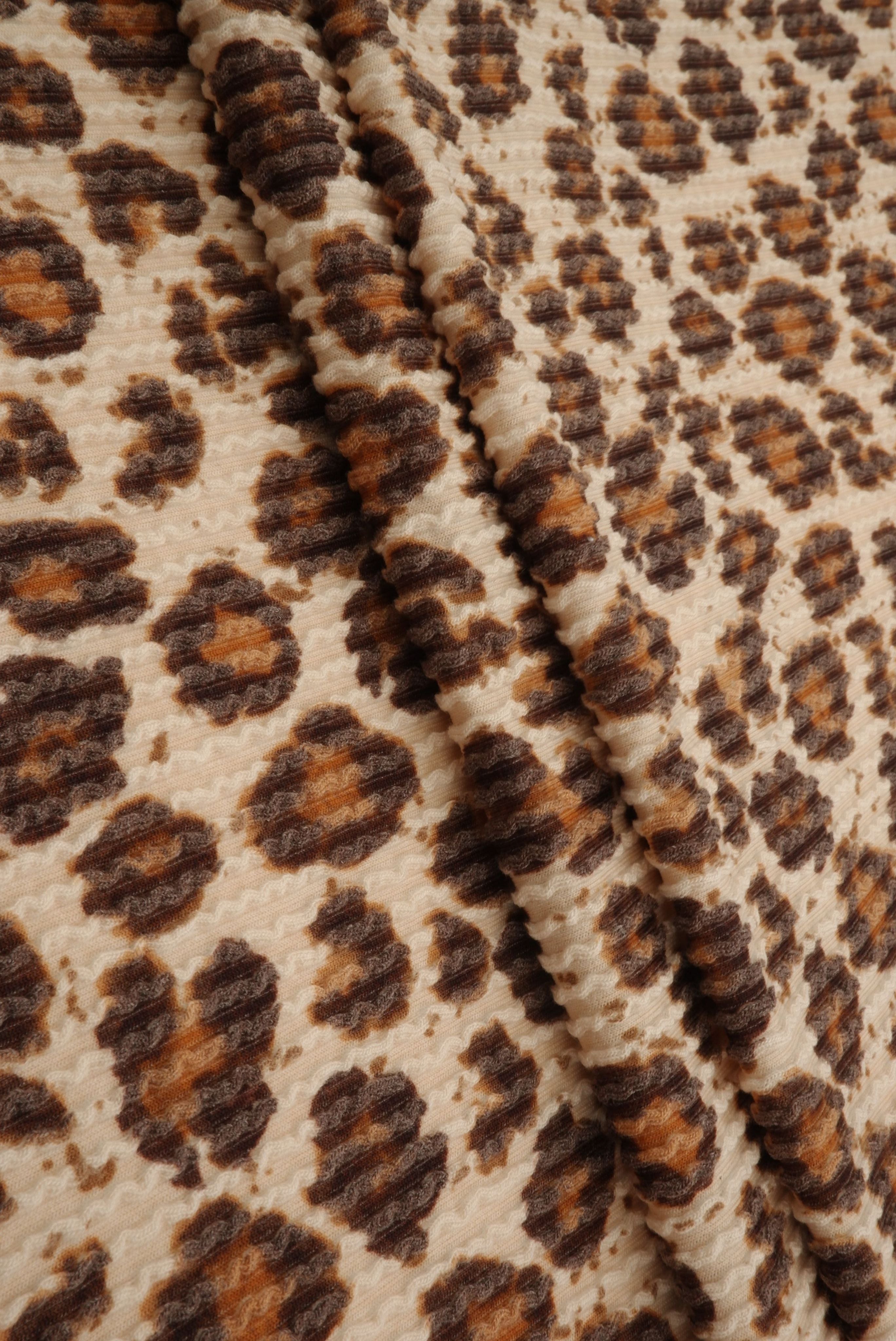 Leopard Jacquard Double Knit Fabric - KNT4463-MS11424