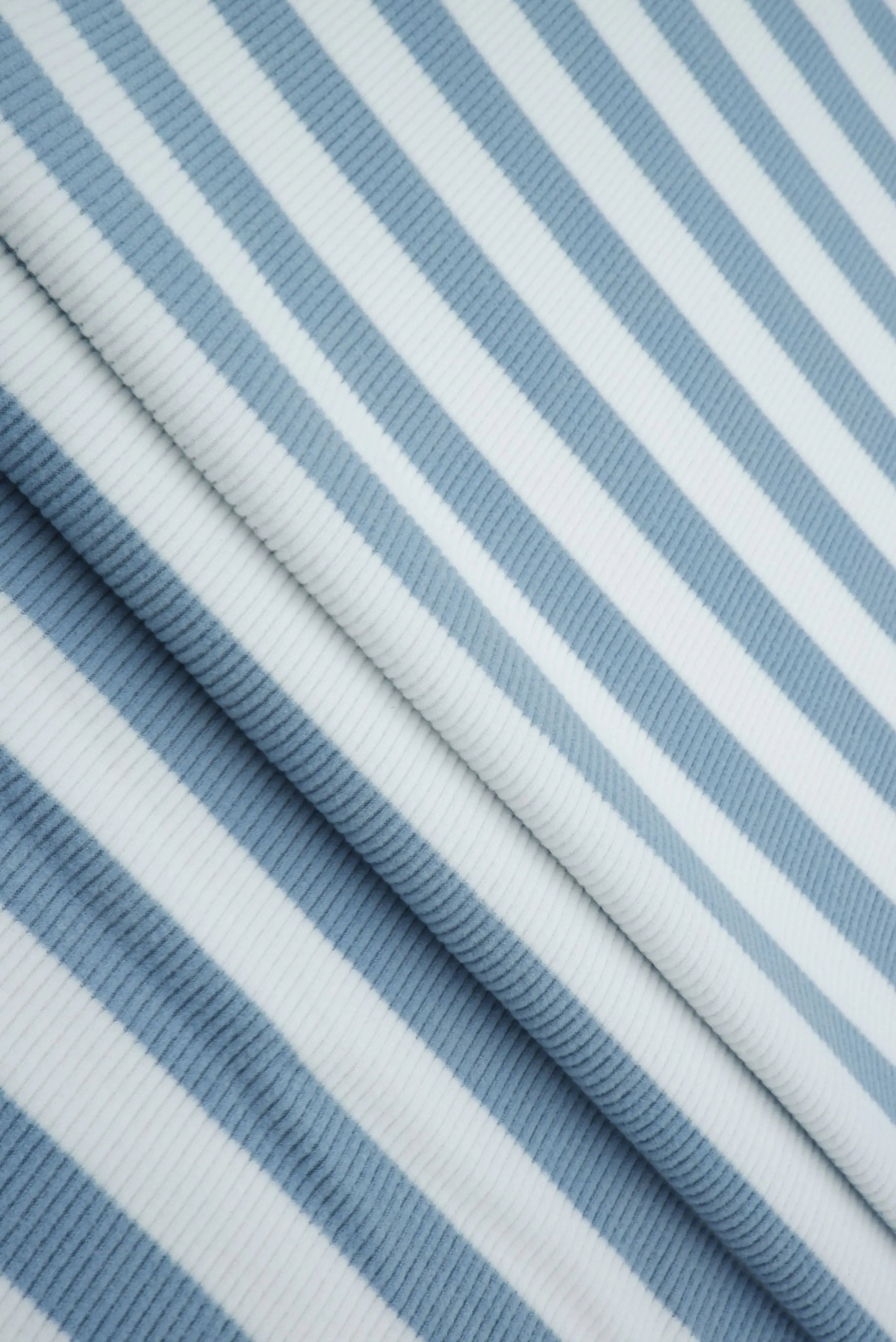 KNT4544 DENIM VINTAGE BLOUSE BLUE DRESS FLEECE KNIT LOUNGEWEAR POLYESTER RIBBED 2X2 SPANDEX STRETCH STRIPE SWEATSHIRT TOPS TUNICS WHITE