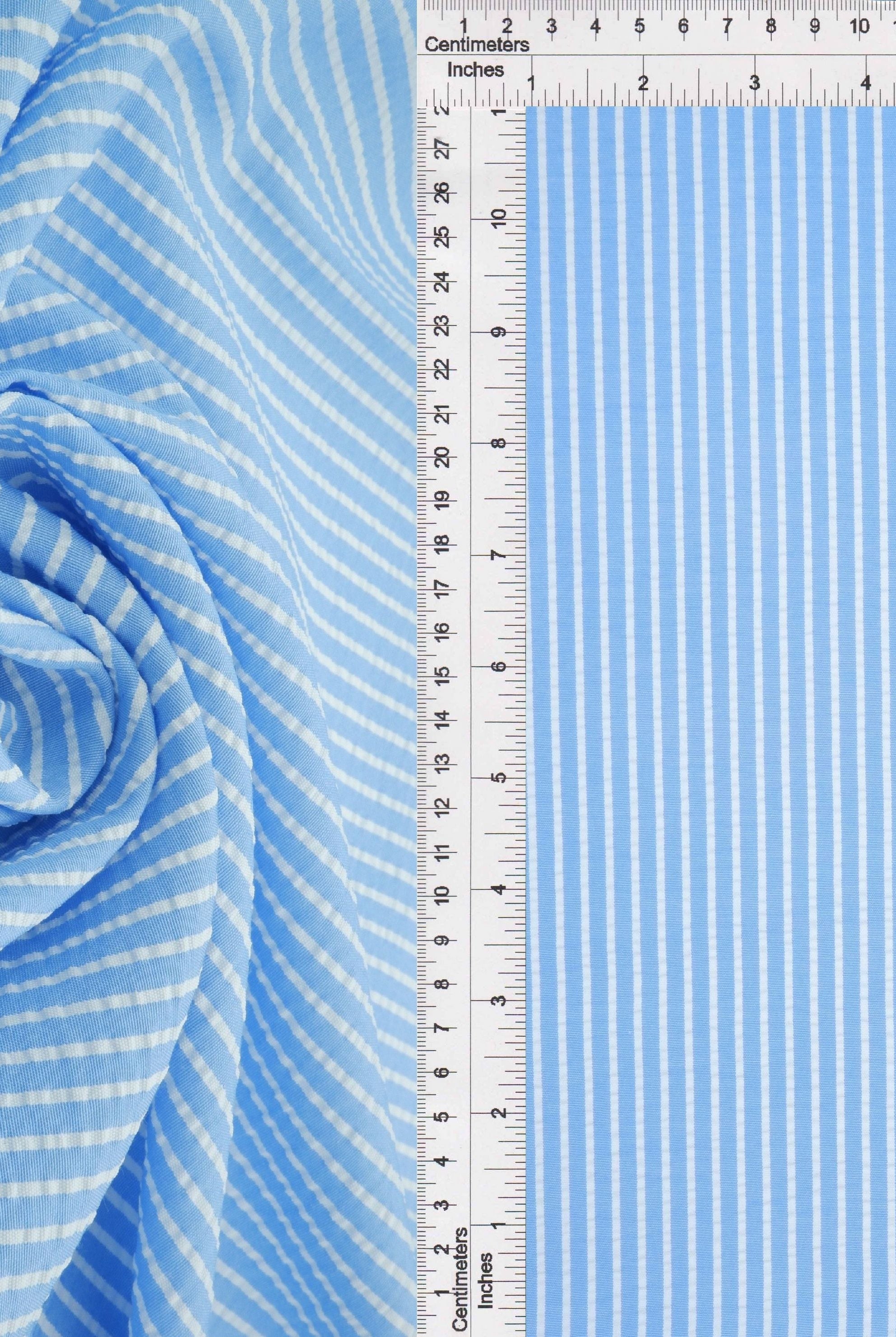 Seersucker Stripe Polyester Rayon Woven Fabric - POP4621