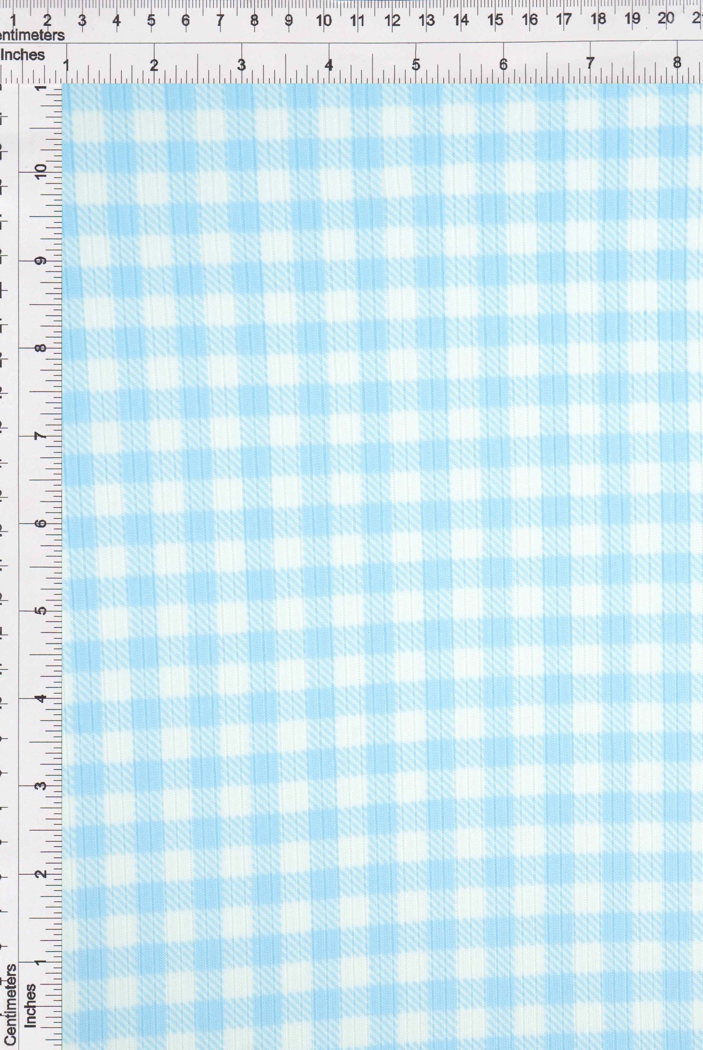 Gingham Print 4x2 Rib Knit Fabric - KNT3422-DU918