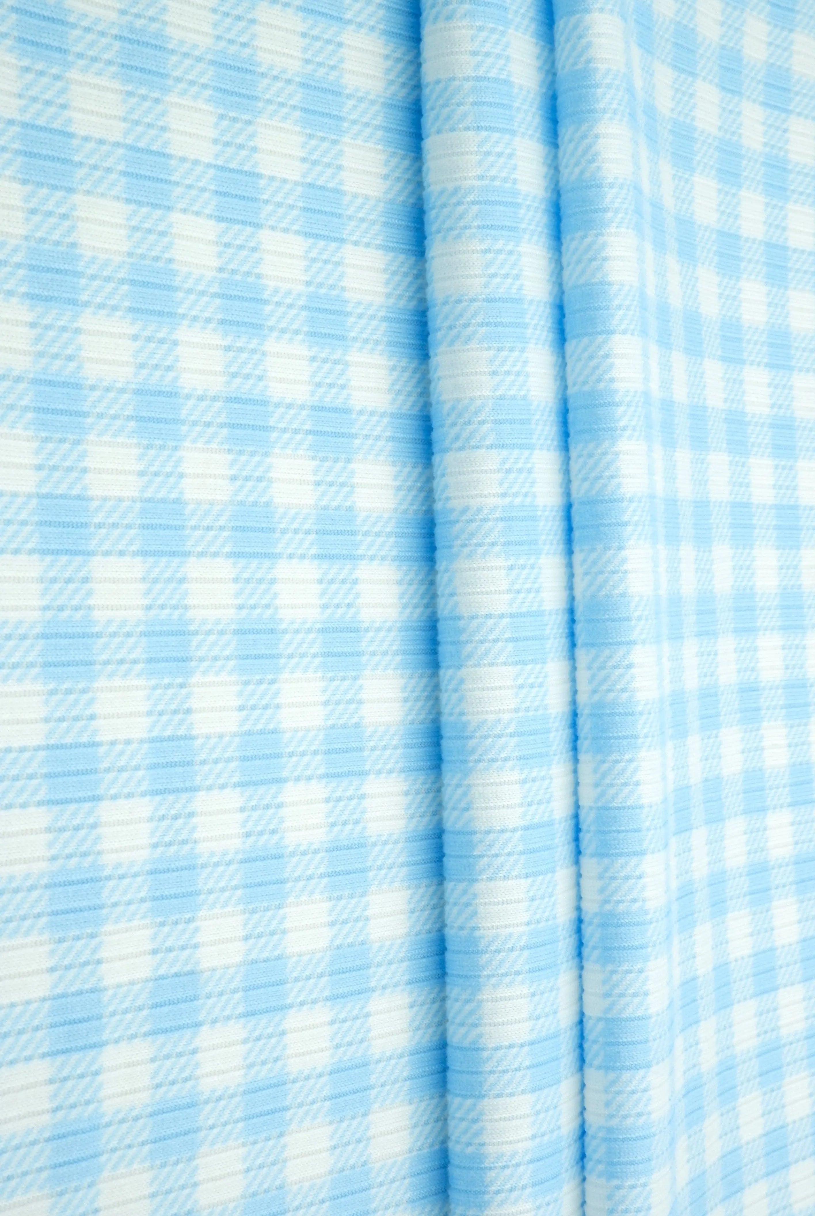 KNT3422-DU918 BLUE LT. BIKER SHORTS BODYSUIT BOTTOMS CAMI DRESS GINGHAM KNIT PANTS POLYESTER PRINT RIBBED 4X2 SKIRTS SPANDEX STRETCH SWEATER TOPS