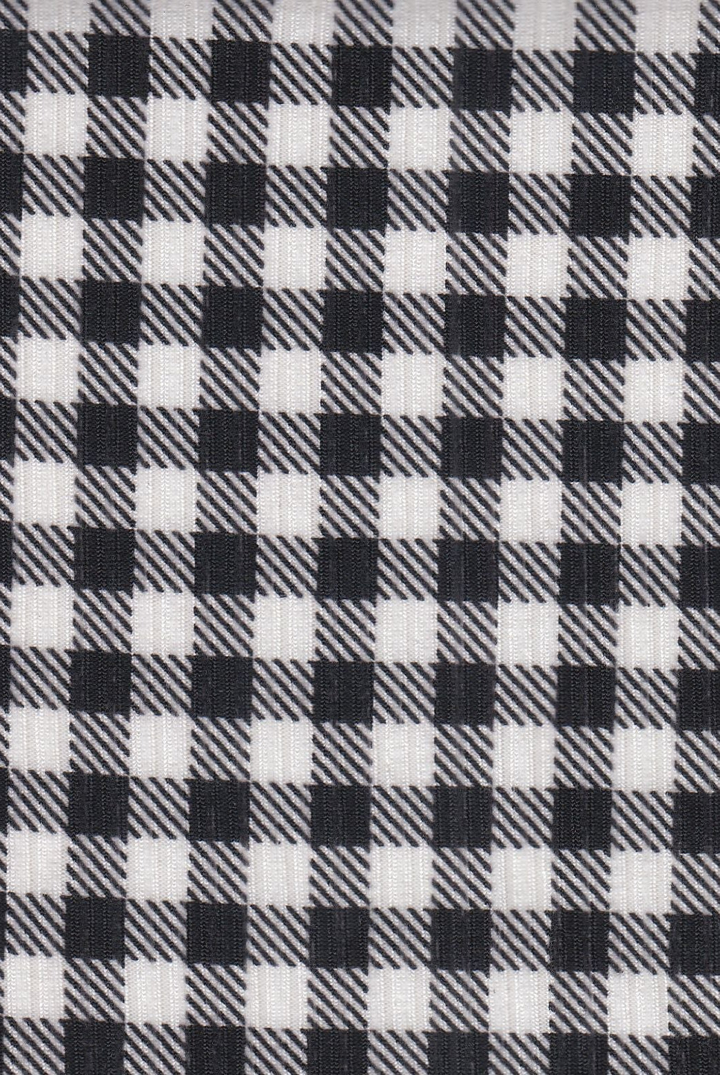 Gingham Print 4x2 Rib Knit Fabric - KNT3422-DU918