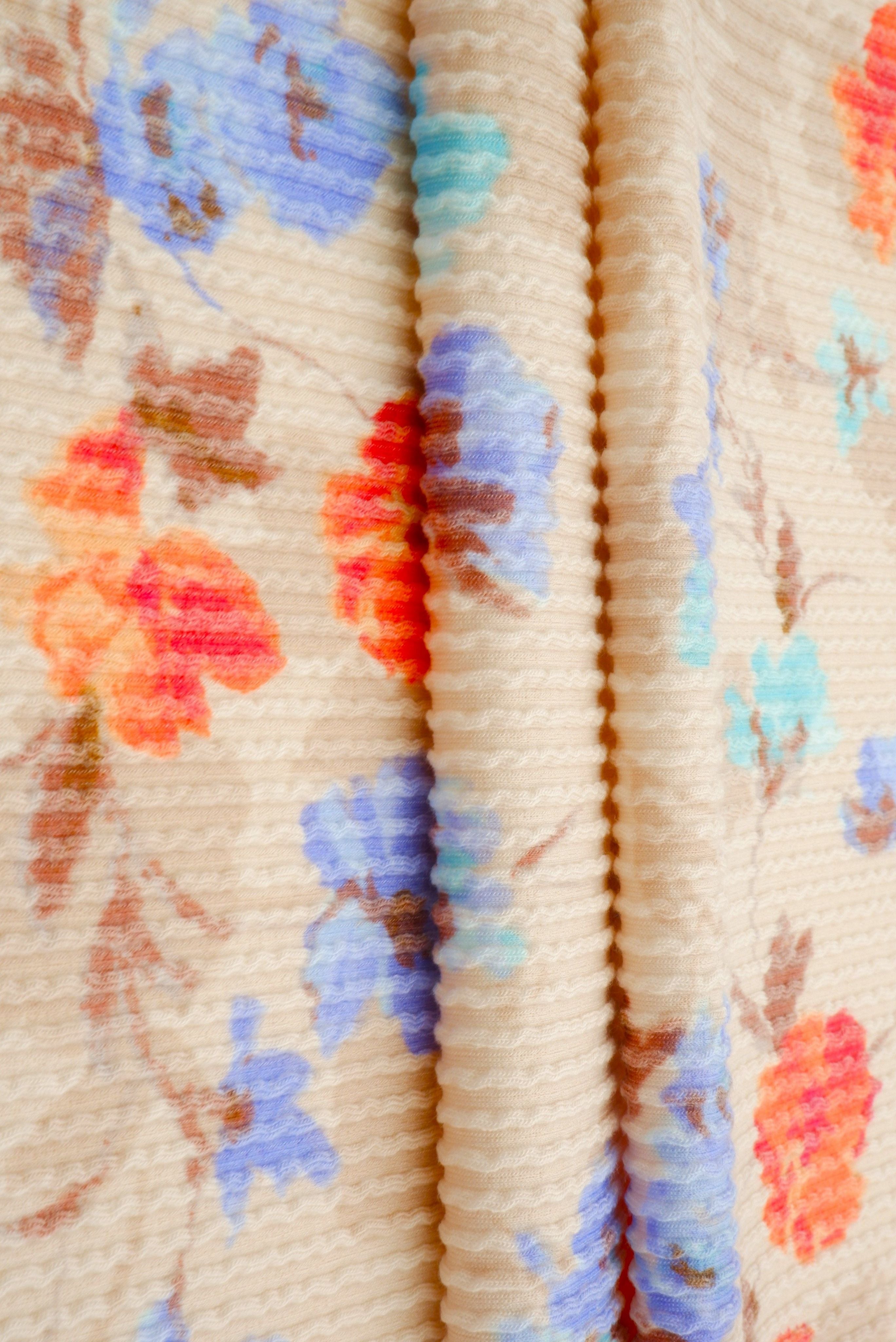 Double Knit Cozy Floral Jacquard Fabric KNT4463-MS11027