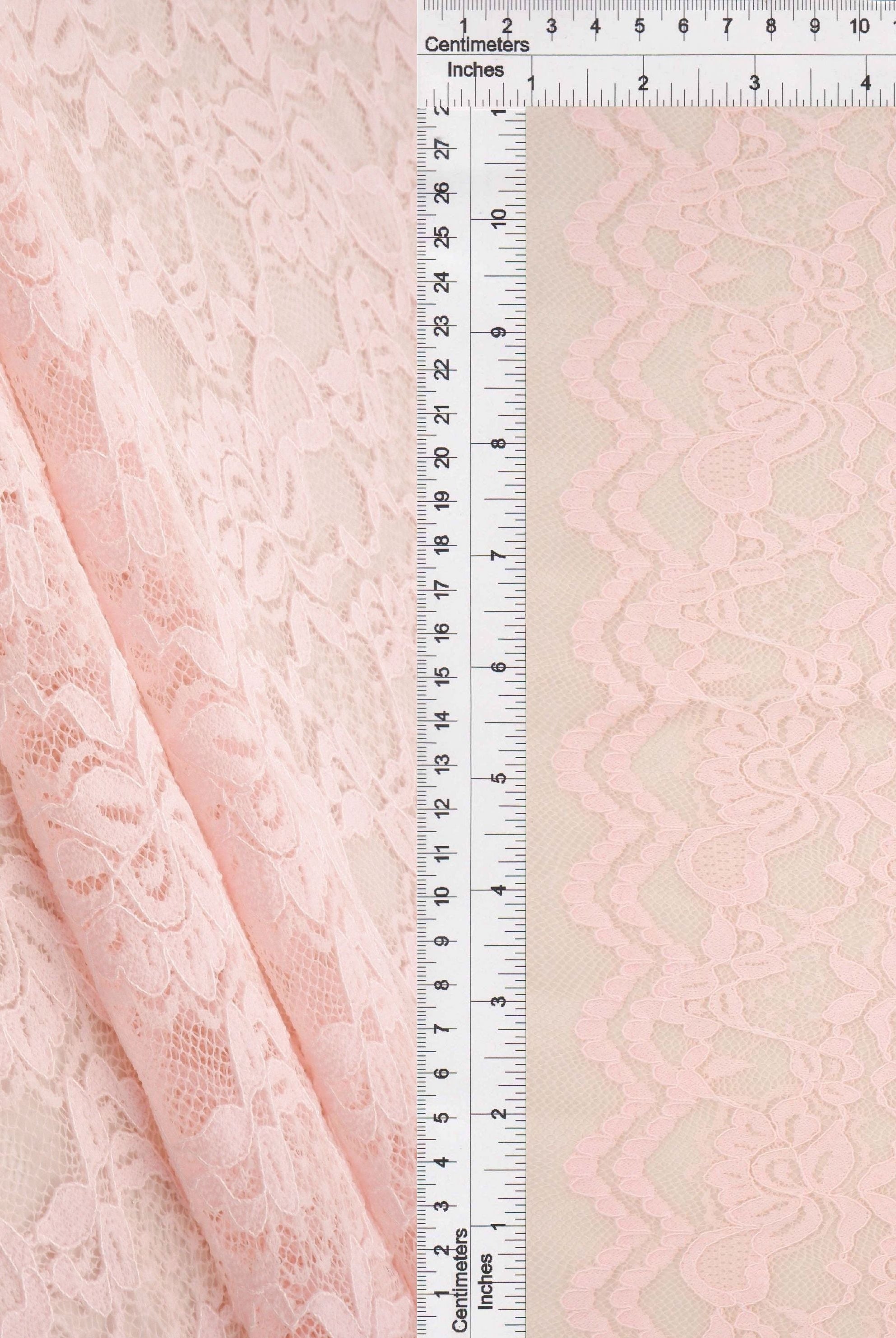 Floral Double Border Lace Fabric - LACE4478