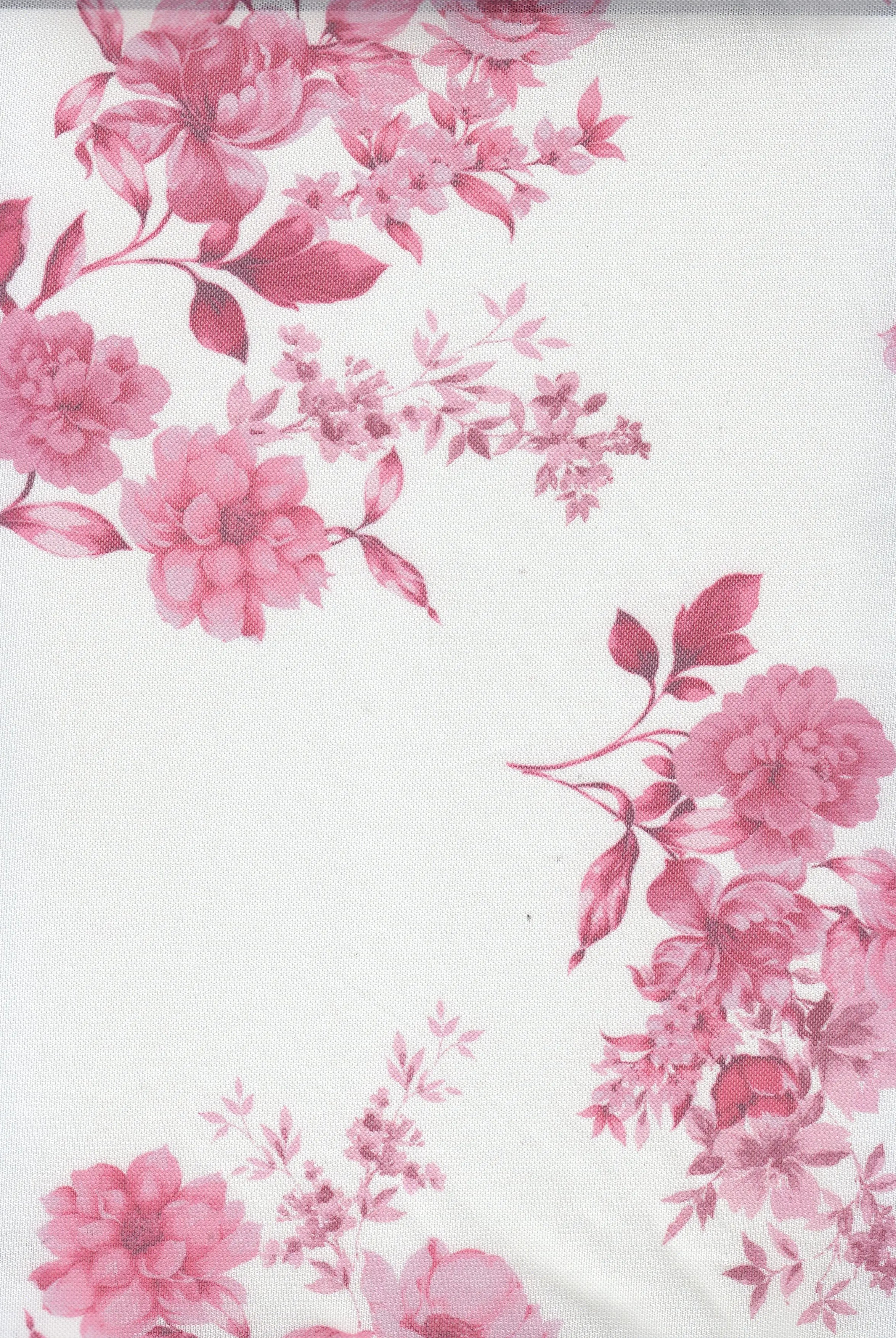 MESH-MS11422 IVORY/PINK BLOUSE DIGITAL PRINT DRESS FLOCKING FLORAL FLOWER LOUNGEWEAR MESH POLYESTER SPANDEX STRETCH TOPS