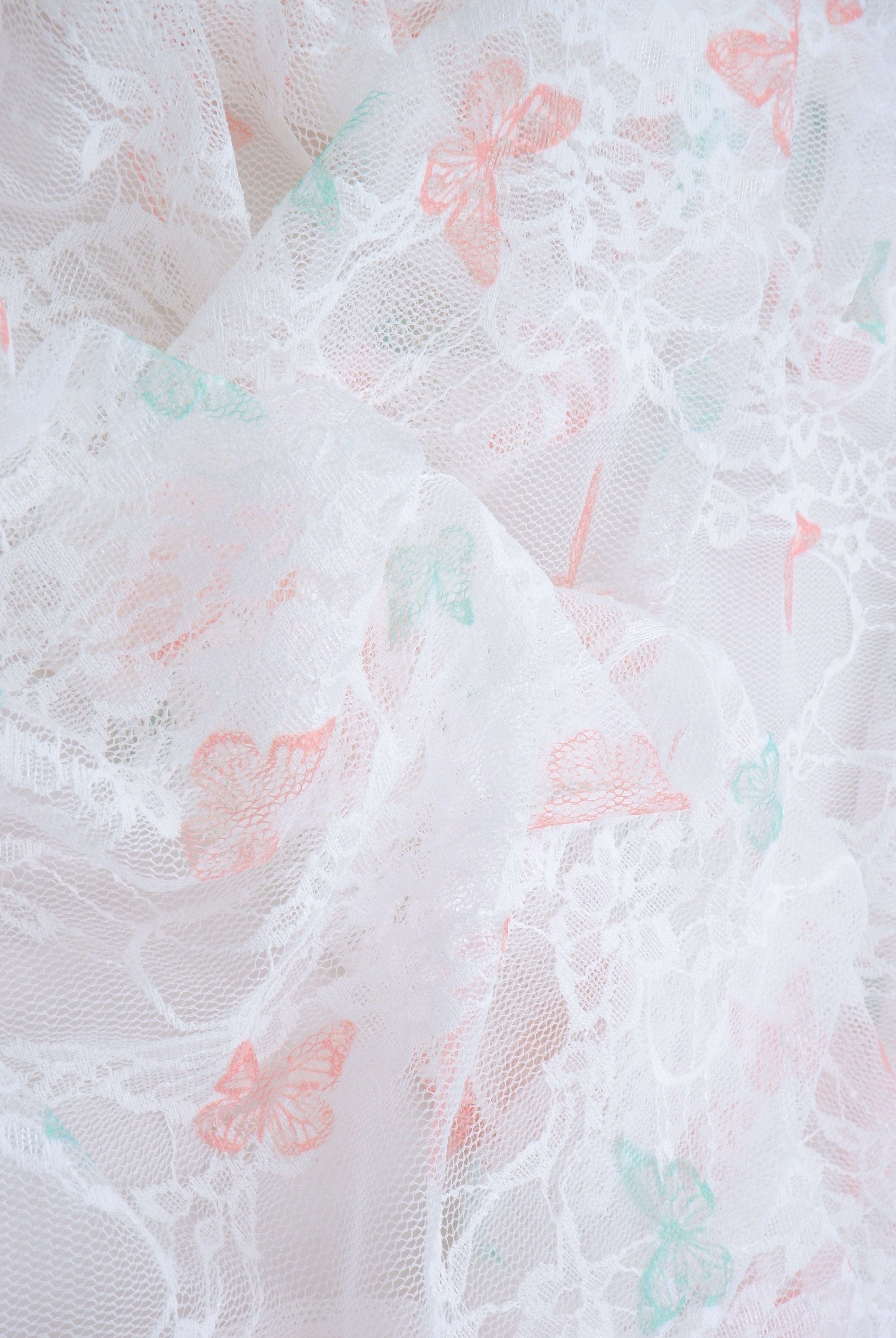 Butterfly Digital Print Lace Fabric - LACE1483-M11481