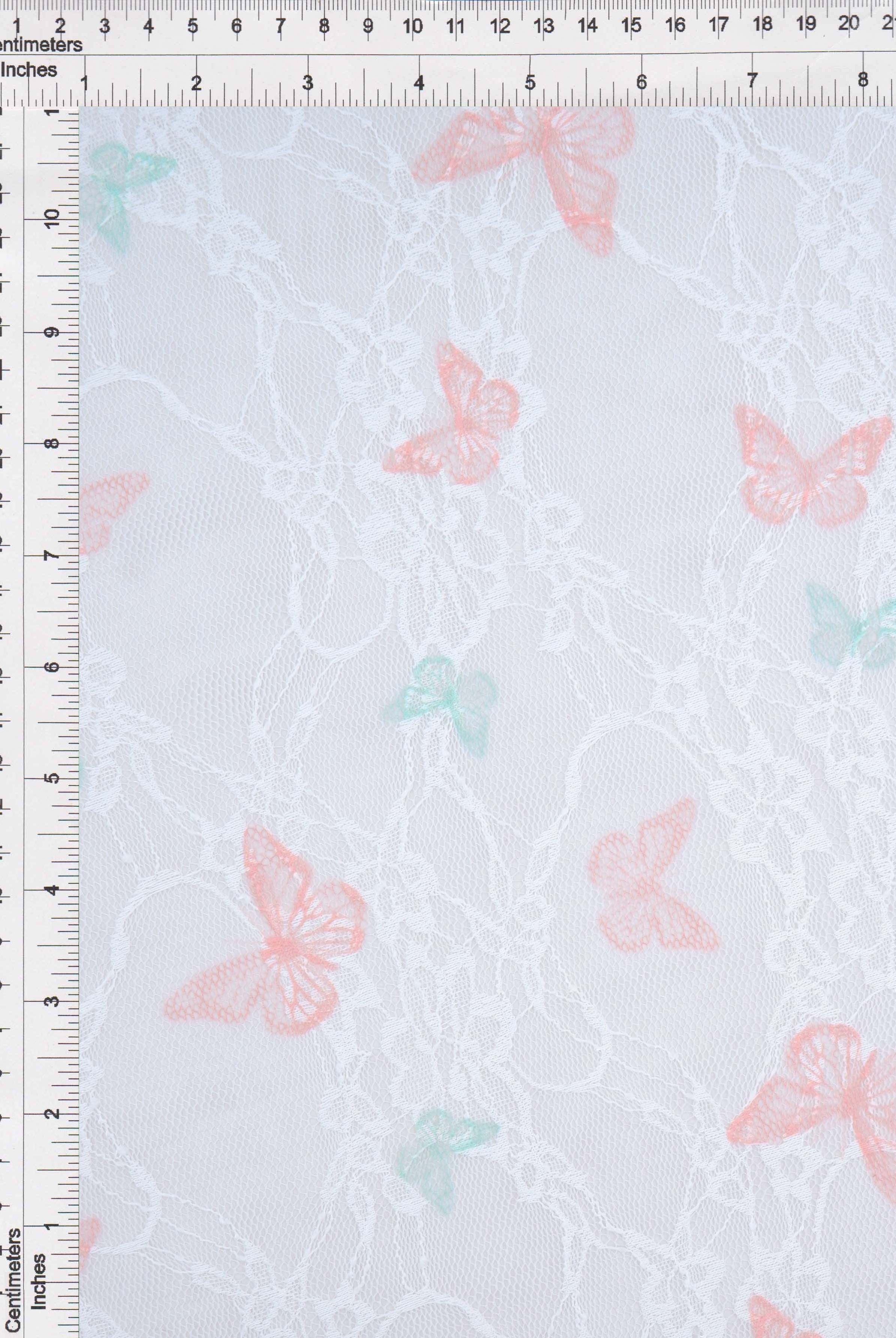 Butterfly Digital Print Lace Fabric - LACE1483-M11481