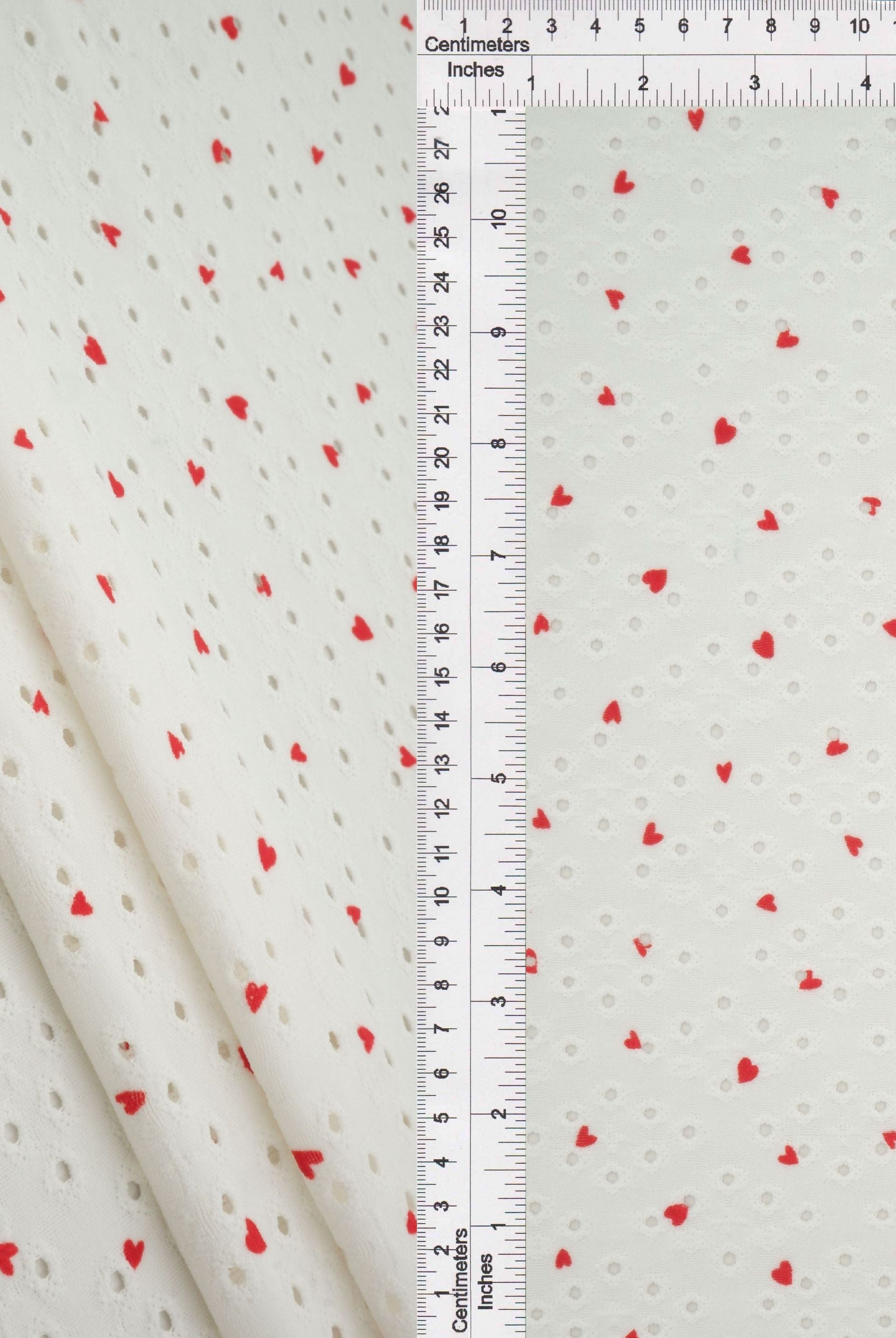 Heart Print Jacquard Eyelet Knit Fabric - KNT4633-MS11496