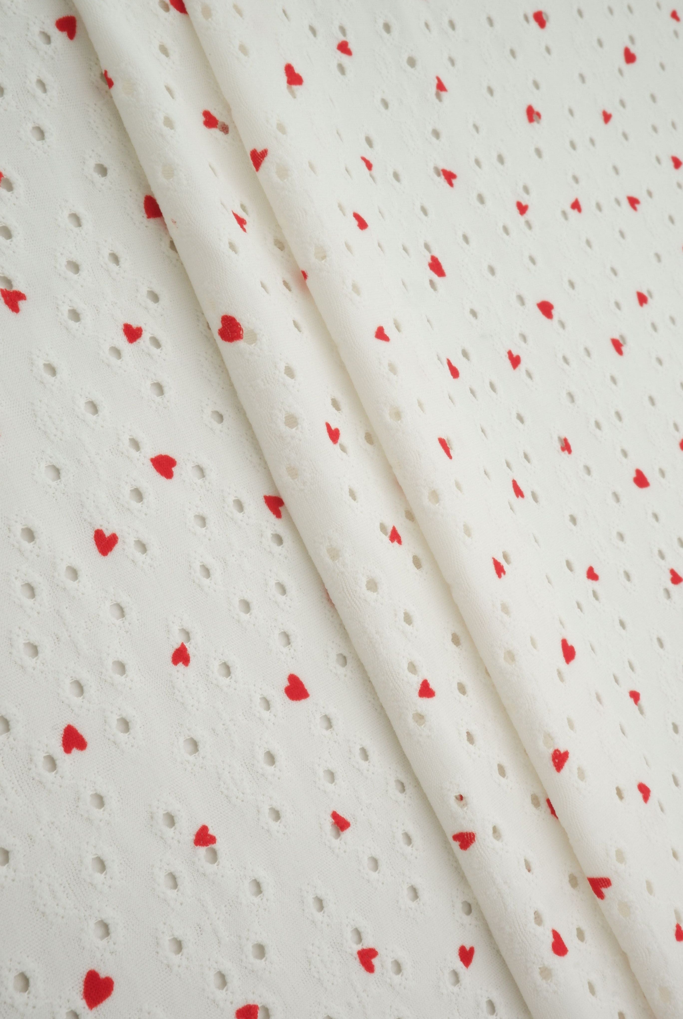 Heart Print Jacquard Eyelet Knit Fabric - KNT4633-MS11496